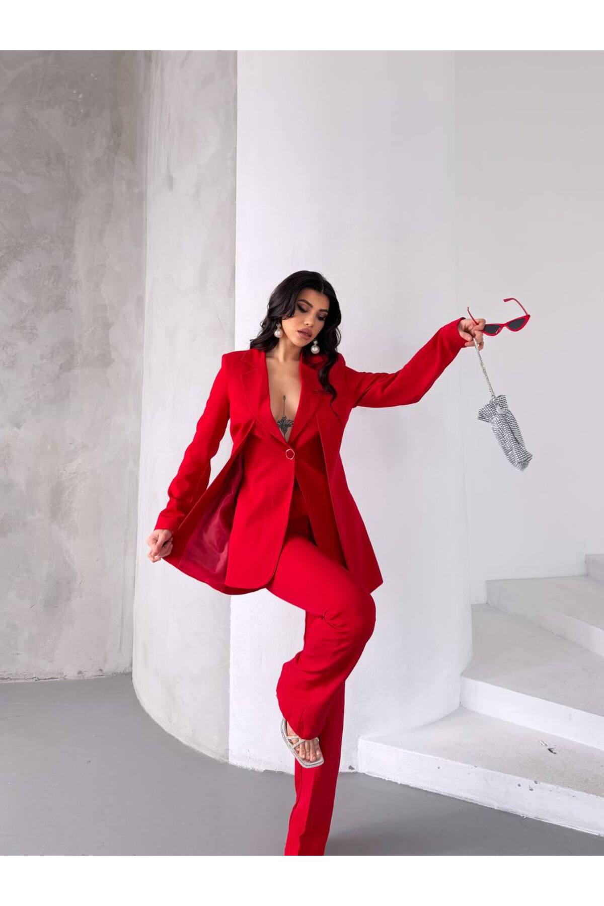 Women's Special Design Jacket High Waist Premium Suit - Görsel 5
