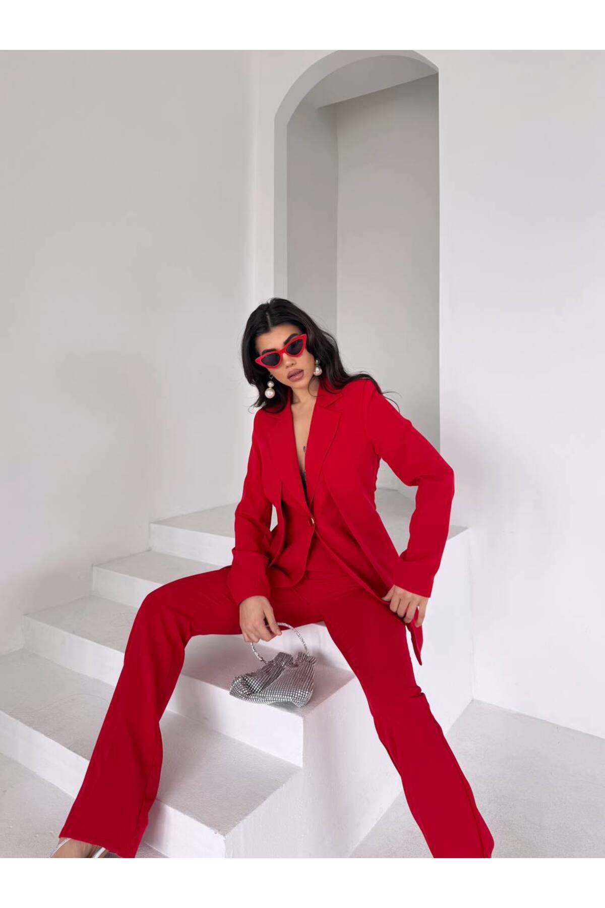 Women's Special Design Jacket High Waist Premium Suit - Görsel 4