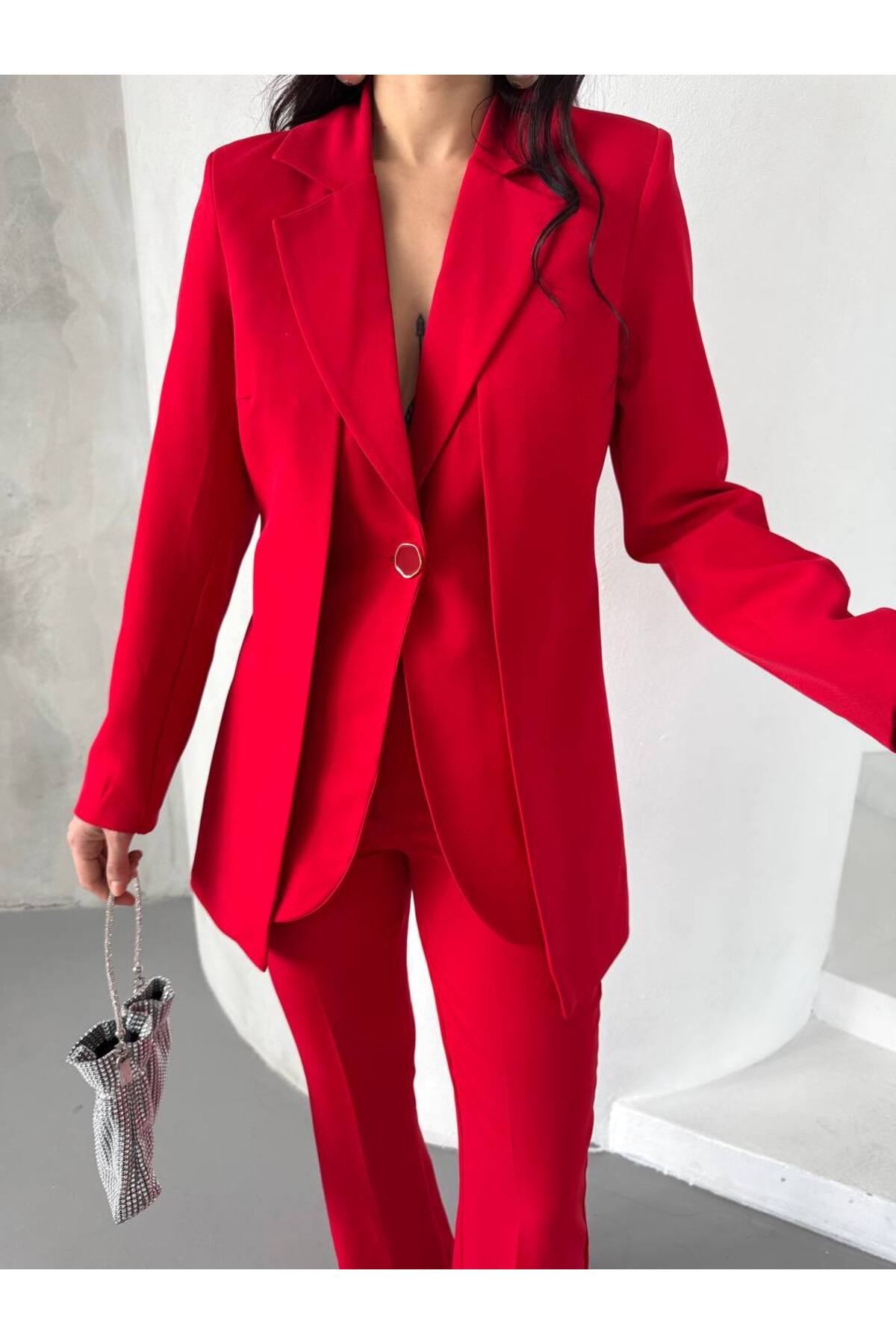 Women's Special Design Jacket High Waist Premium Suit - Görsel 8