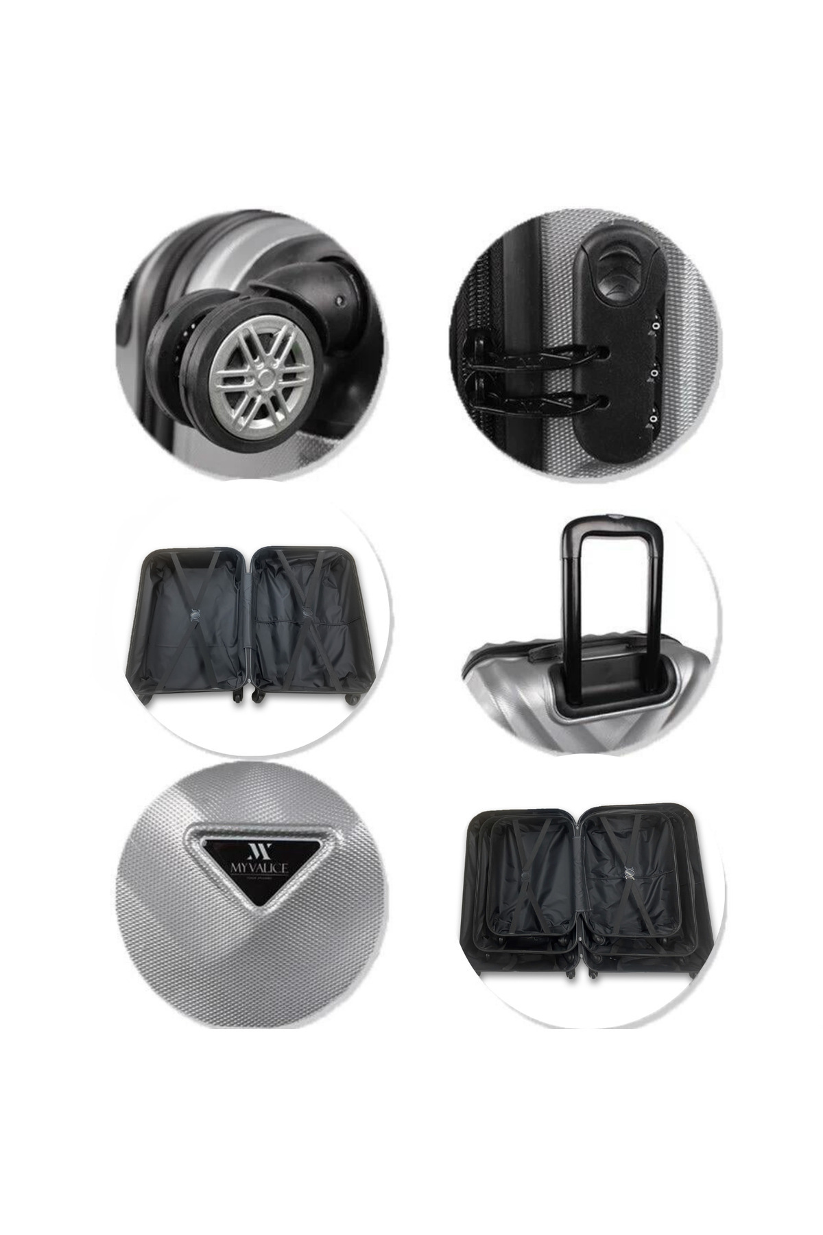 My Valice  Lotus Abs Kabin Orta Ve Makyaj Boy Gold 3'lü Valiz Seti - Görsel 5