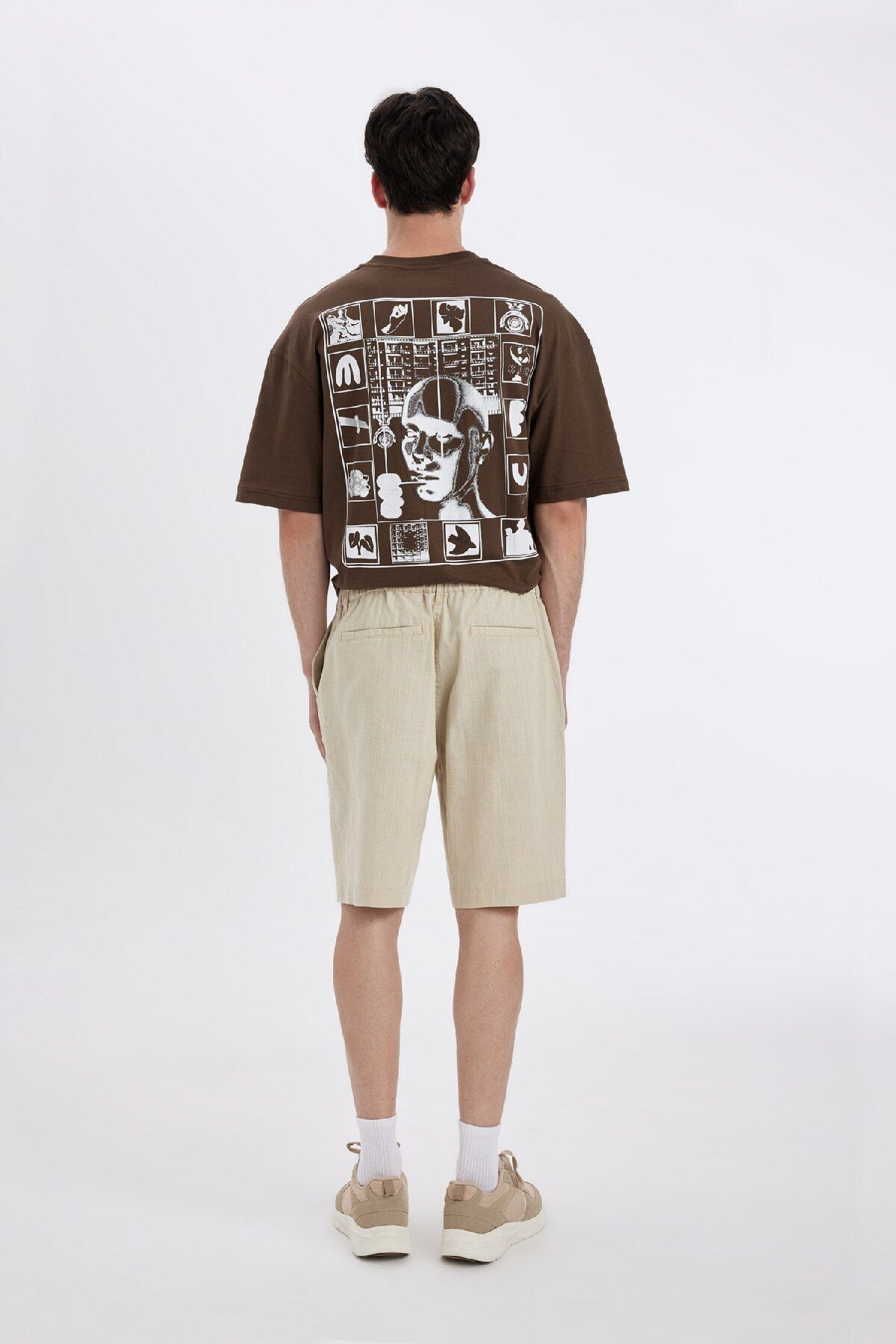 DeFacto-Regular Fit Summer Linen Bermuda Shorts C8198Ax24Sm 7