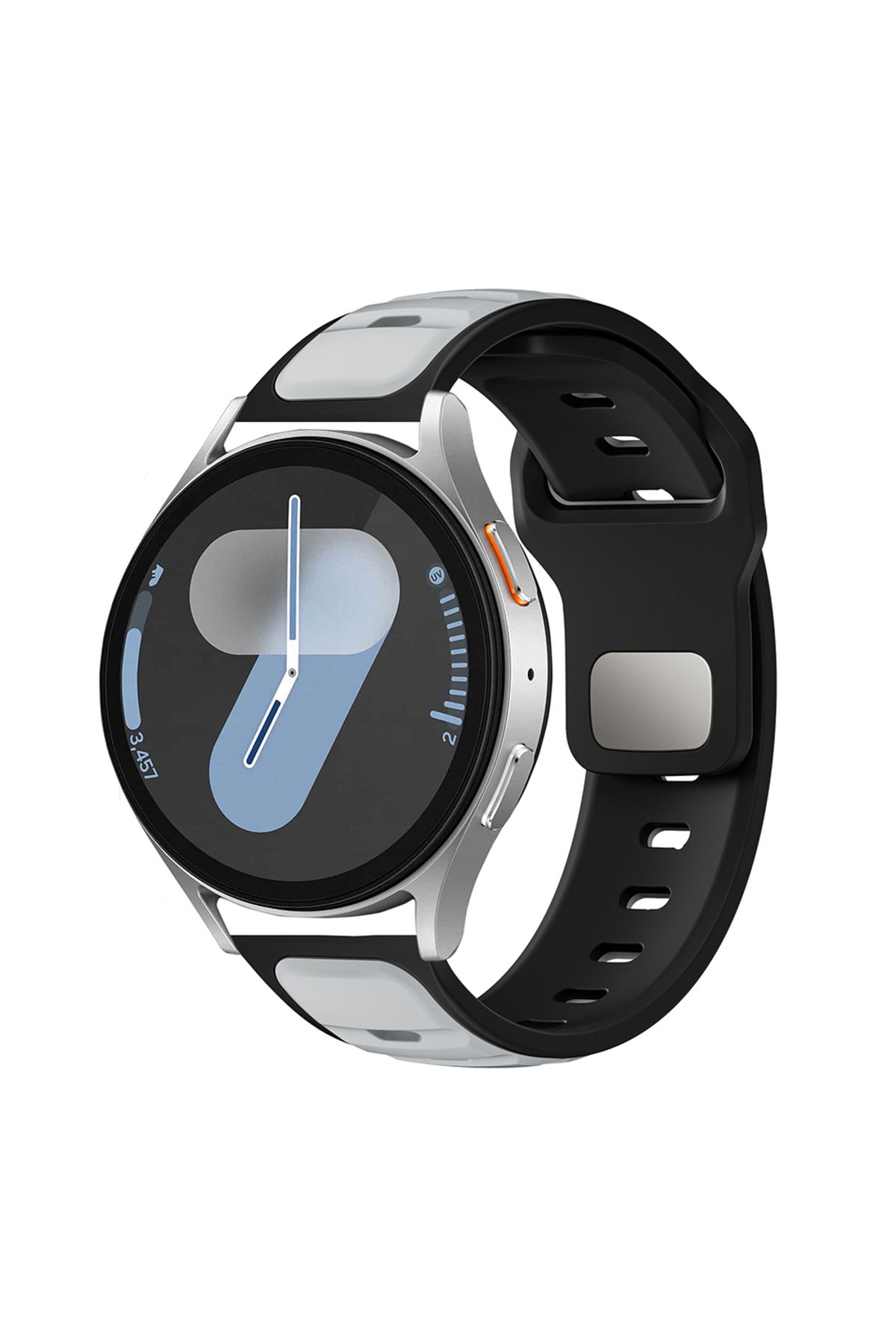 cepteaksesuar Amazfit Pace CPT KRD-135 22mm Silikon Kordon Strap Kayış - Gümüş-Siyah