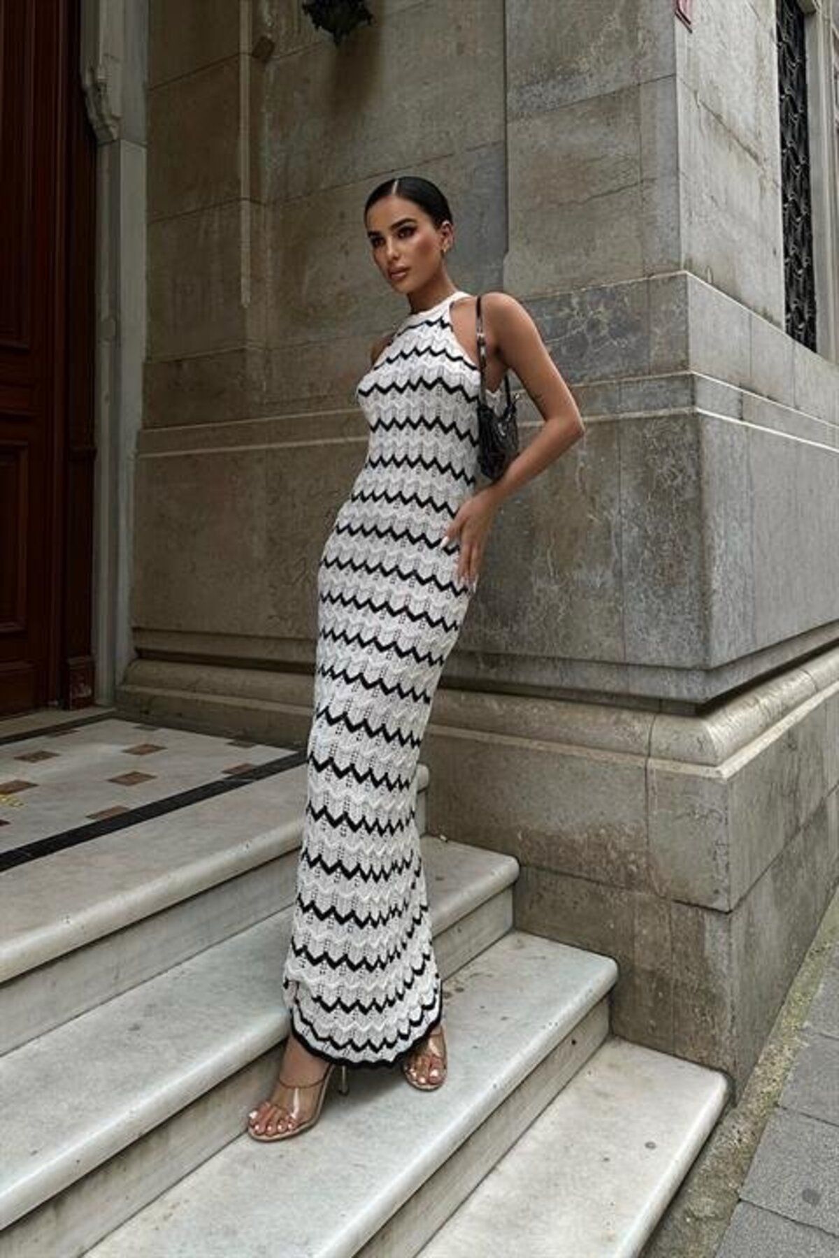 Deridün Yıldız Shoes Melina Ajurlu Halter Yaka Elbise 2774