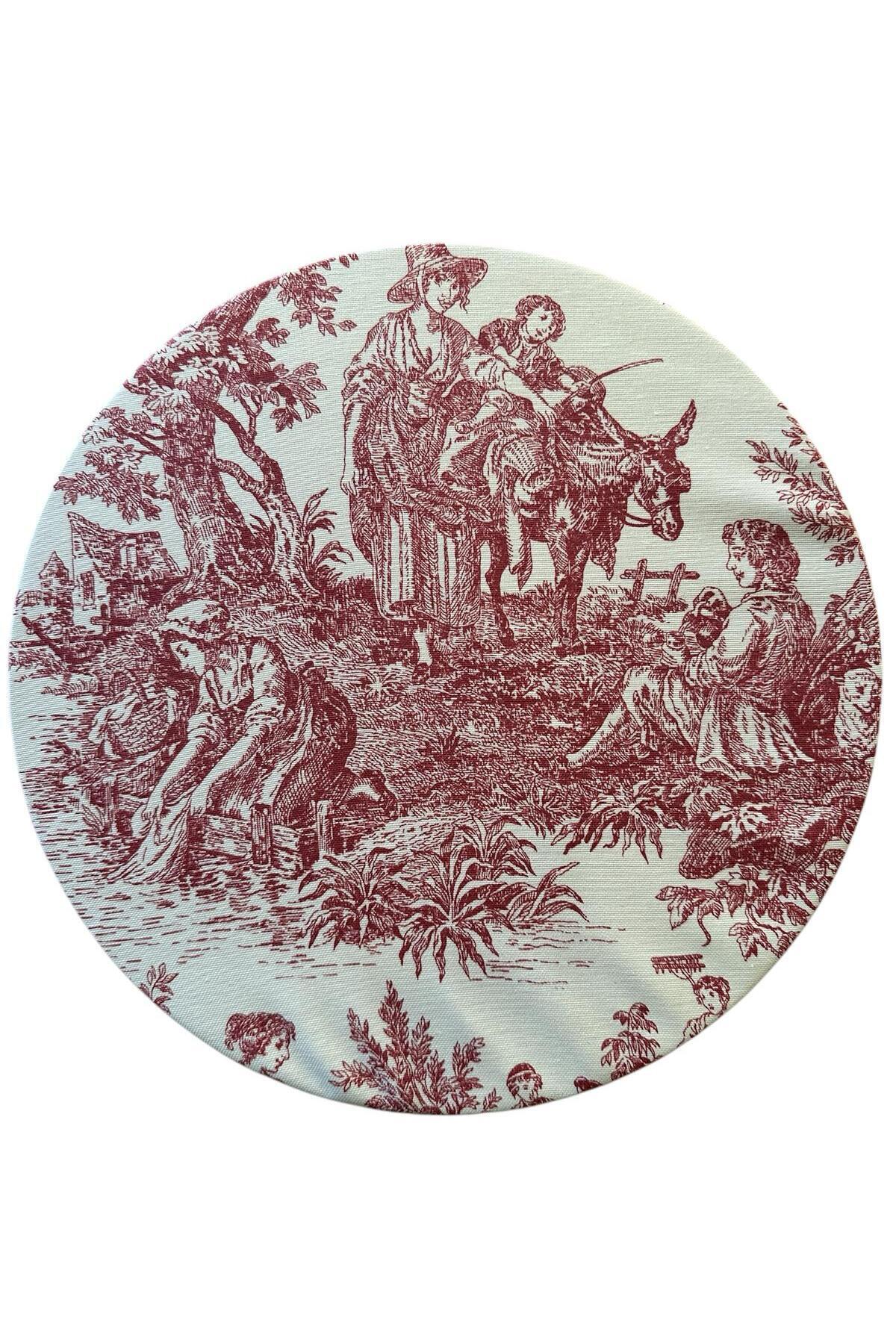 Karam Home-Red Tasseled Linen 2-Piece Plate Set 3