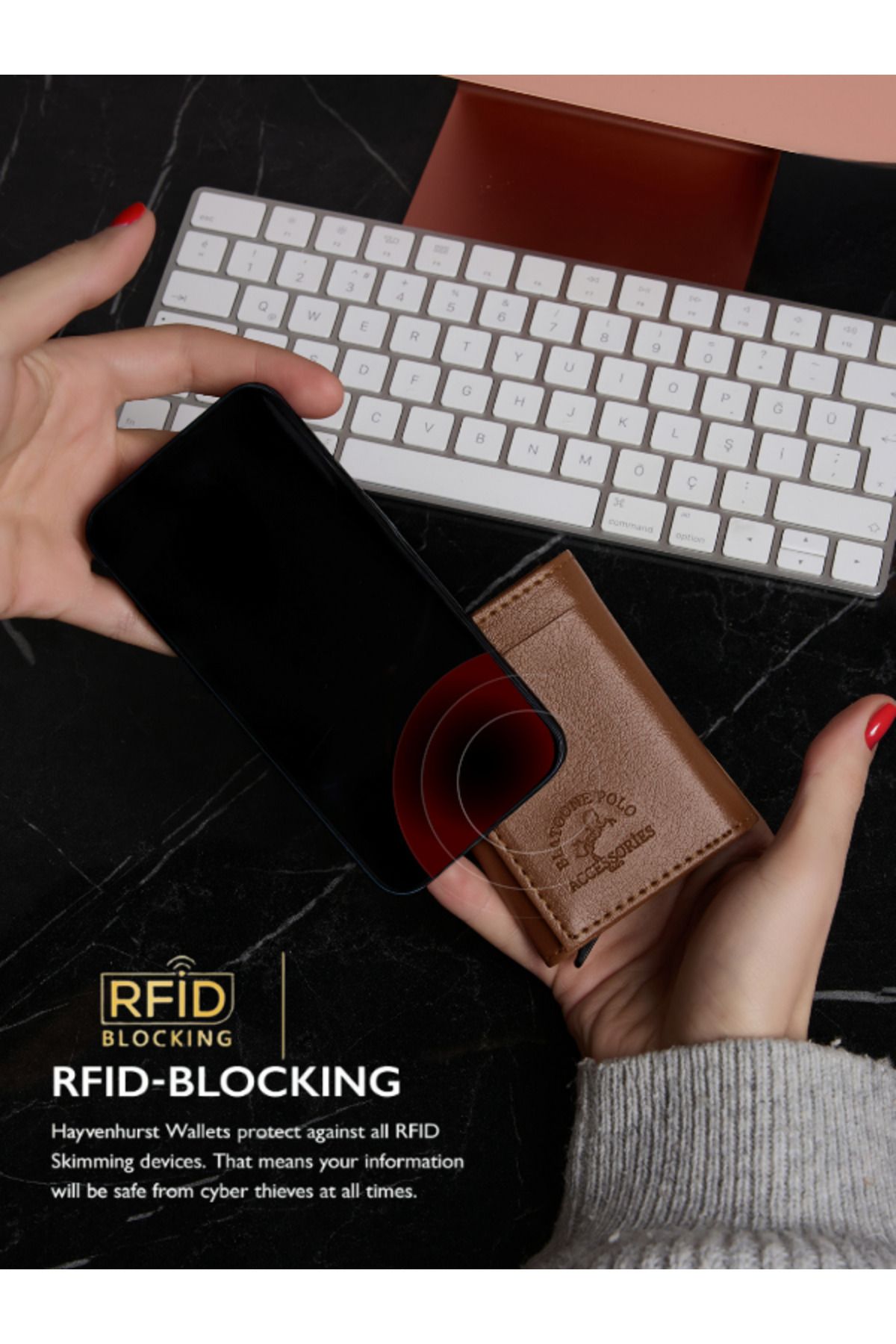 کیف پول زنانه RFID محافظت شده TABA مکانیسم اتوماتیک سرقت در مقایسه با کارت Blatoune Polo