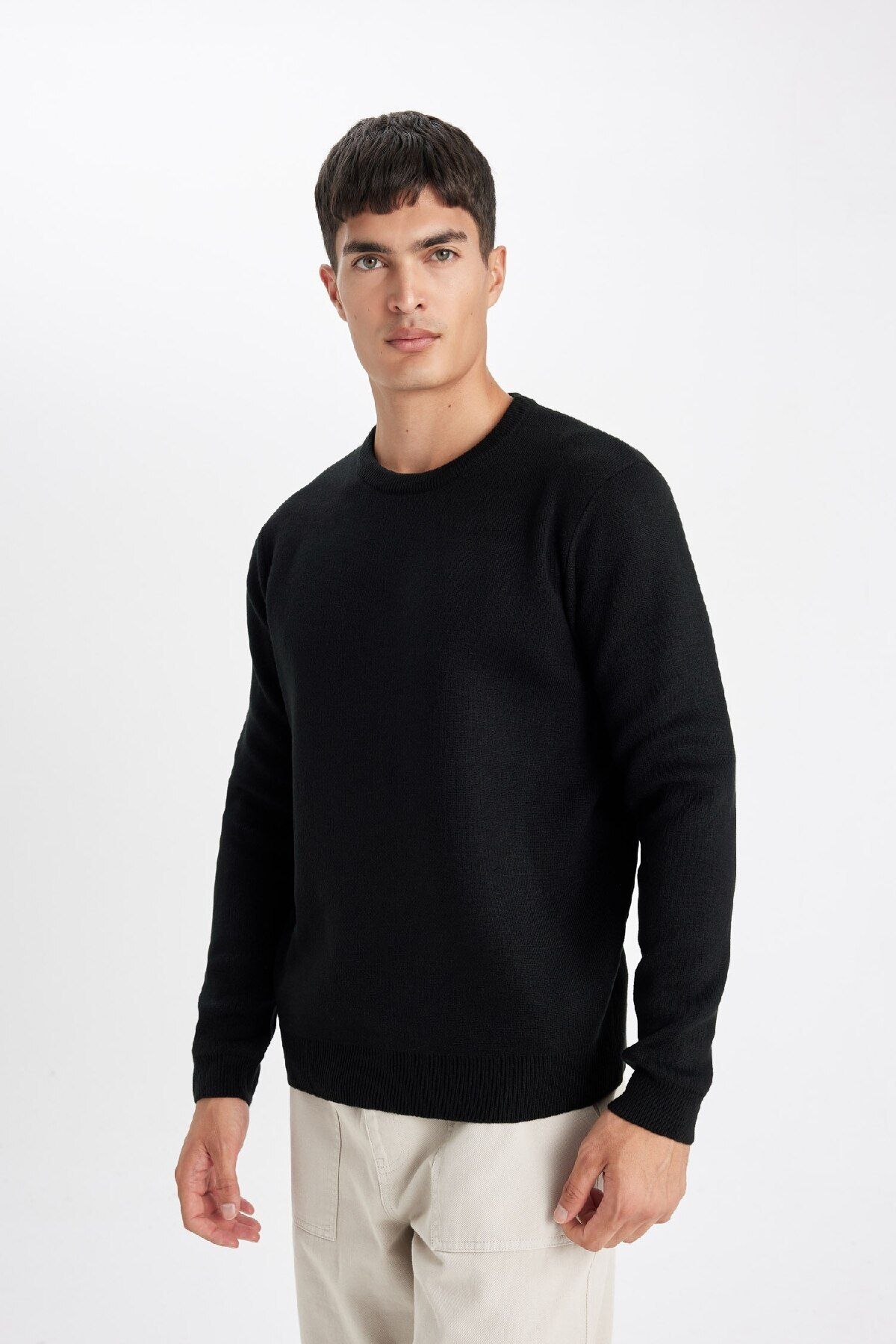 DeFacto-Standard Fit Normal Cut Crew Neck Basic Plain Knitwear Sweater D1967Ax24Au 3