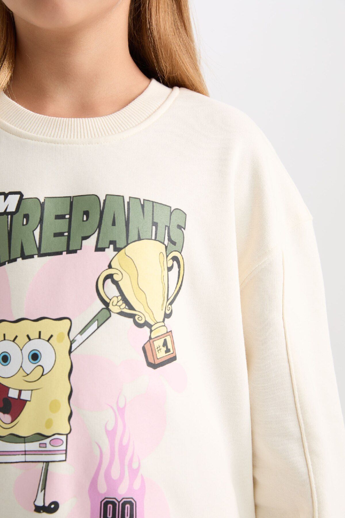 DeFacto-Hanorac 3D SpongeBob Relax Fit pentru fete D3111A824WN 5