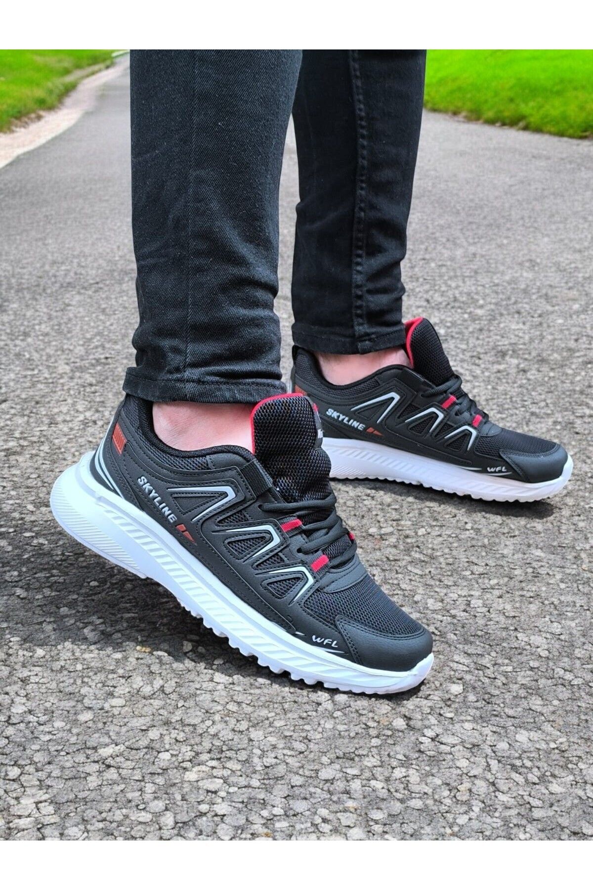 BİKAJOO Unisex Siyah Beyaz Bağcıklı WFL Günlük Sneaker BKJ4016