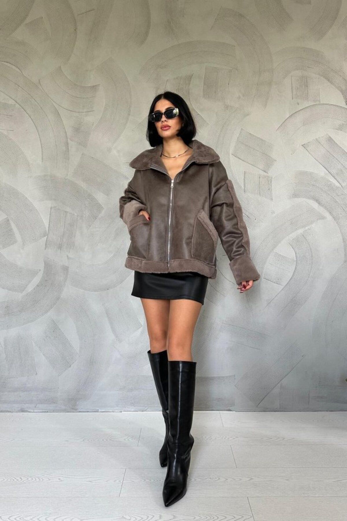 velmorafashion Haki Kürklü Kaban