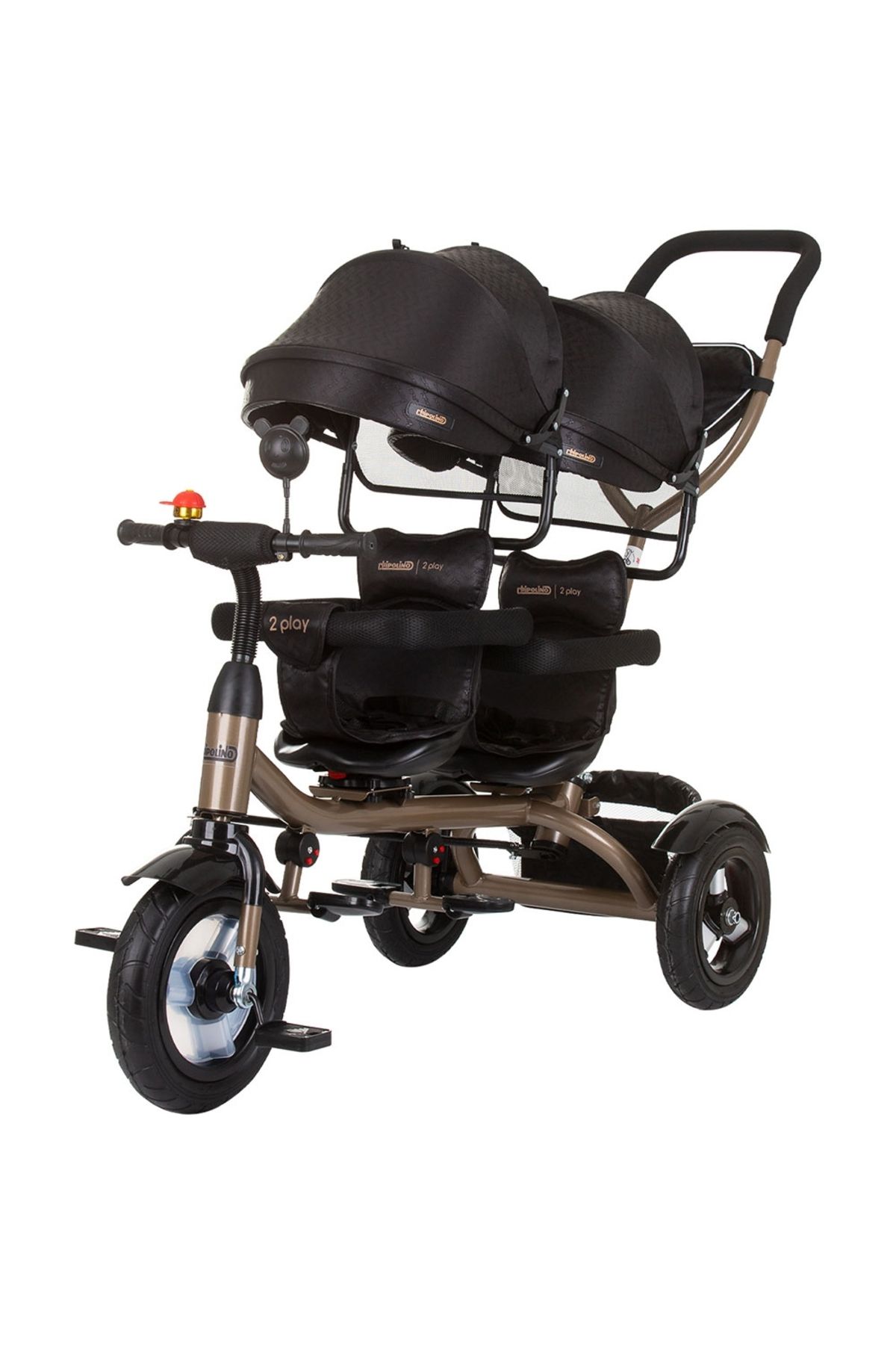 OEM Tricicleta Cu Maner Pentru Gemeni, Chipolino 2play Obsidian Gold Unisex - One Size
