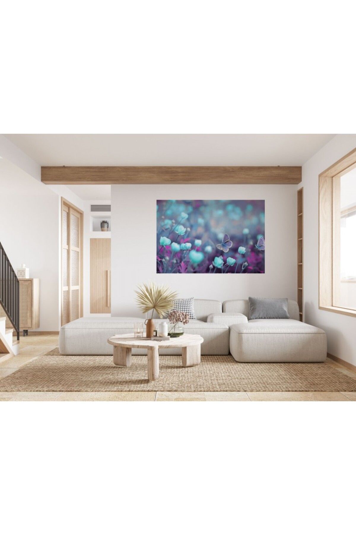 Zumzeria-Tablou Canvas Gentle Butterflies Over Flower Field, 80x50cm, tabloucanvas363, Zumzeria ® 2