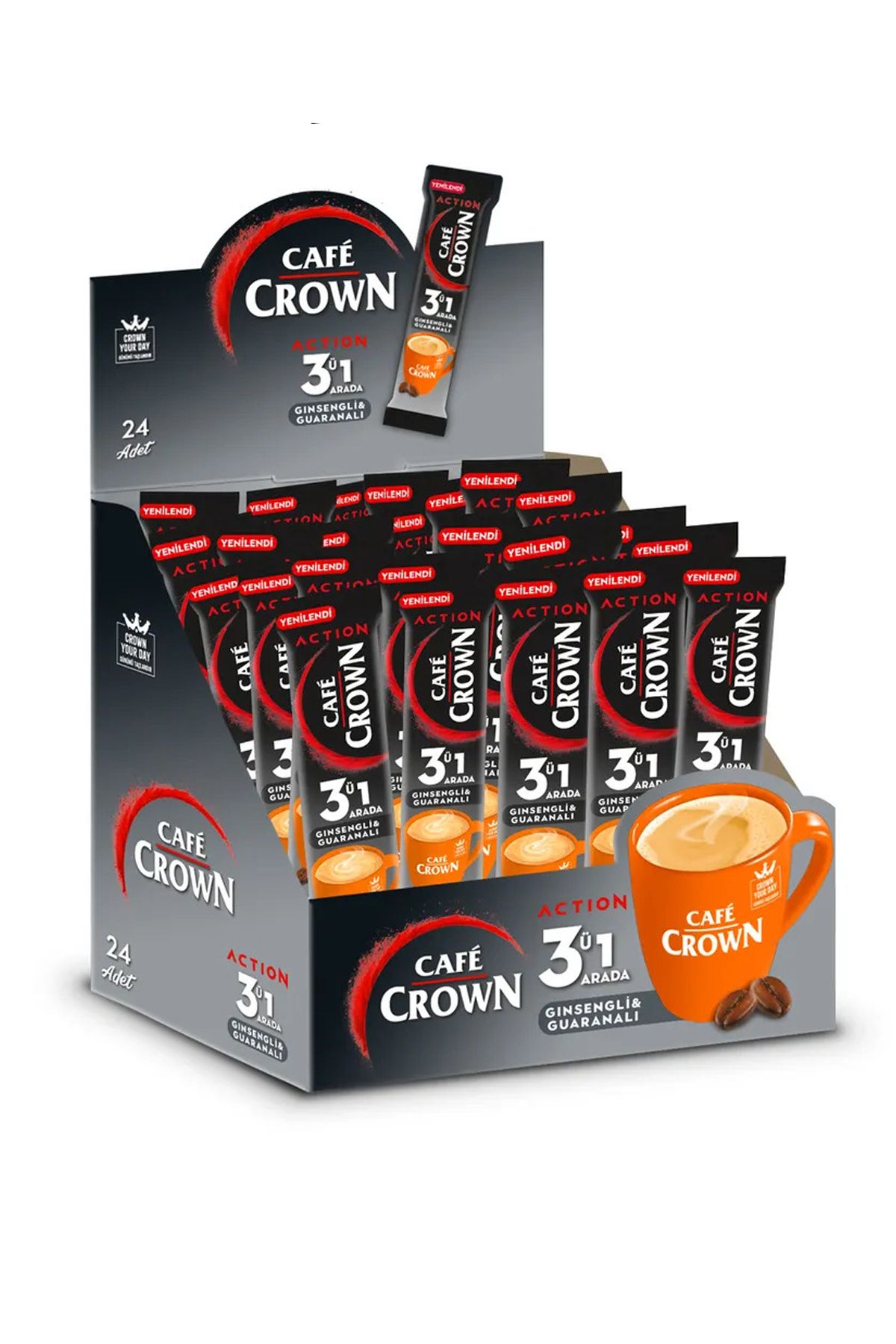 Ülker-Action Cafe Crown with Ginseng and Guarana 3, 17 Grams X 24 Pcs 1