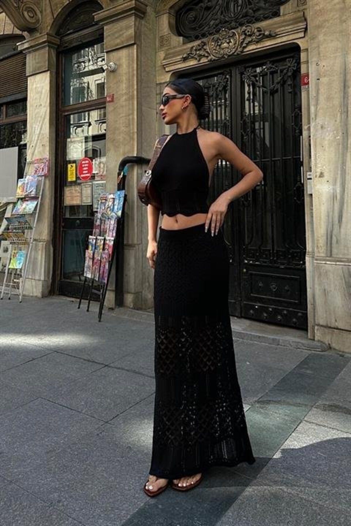 moda wanilia Adela Kroşe Etek Takım 9504-01
