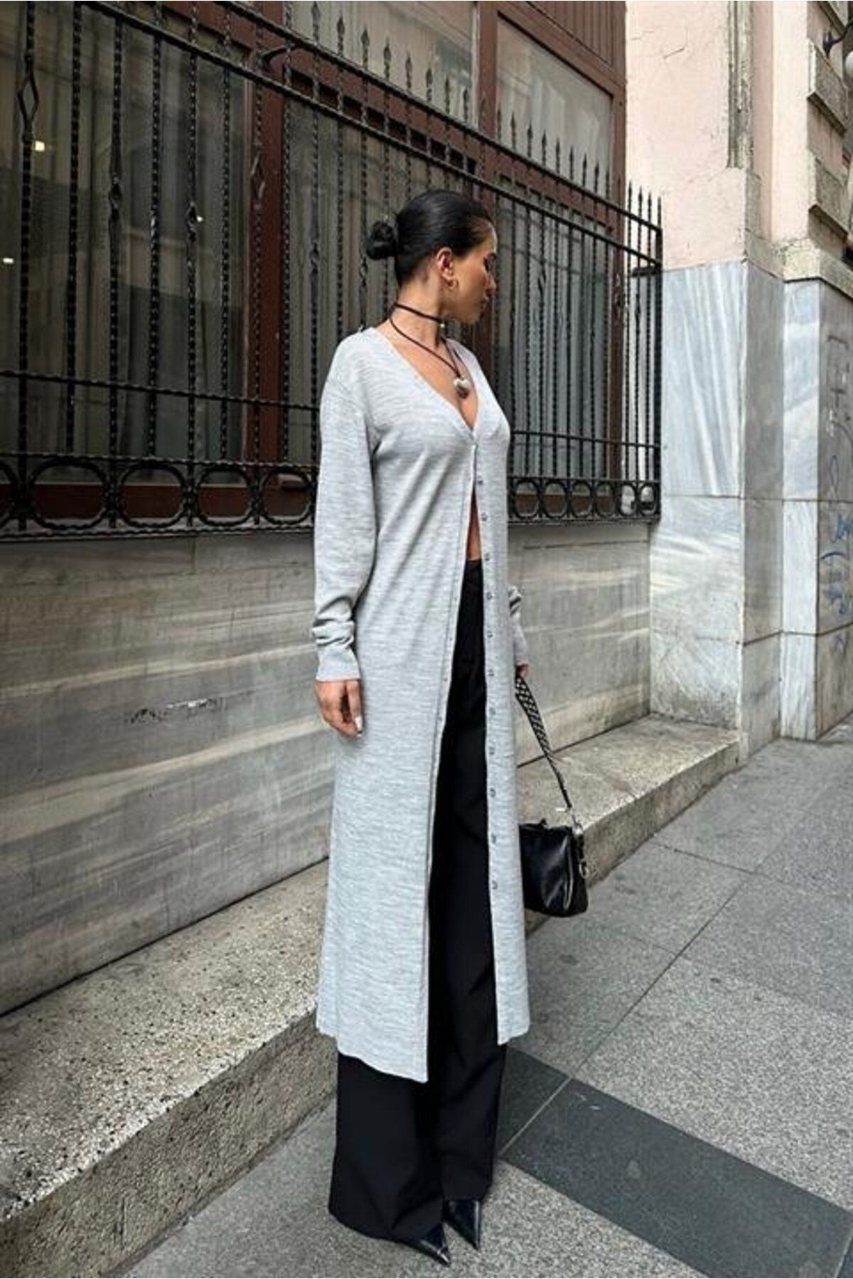 Moka Shopin-Mokashopin Sandy Buttoned Long Cardigan 5100-23 3
