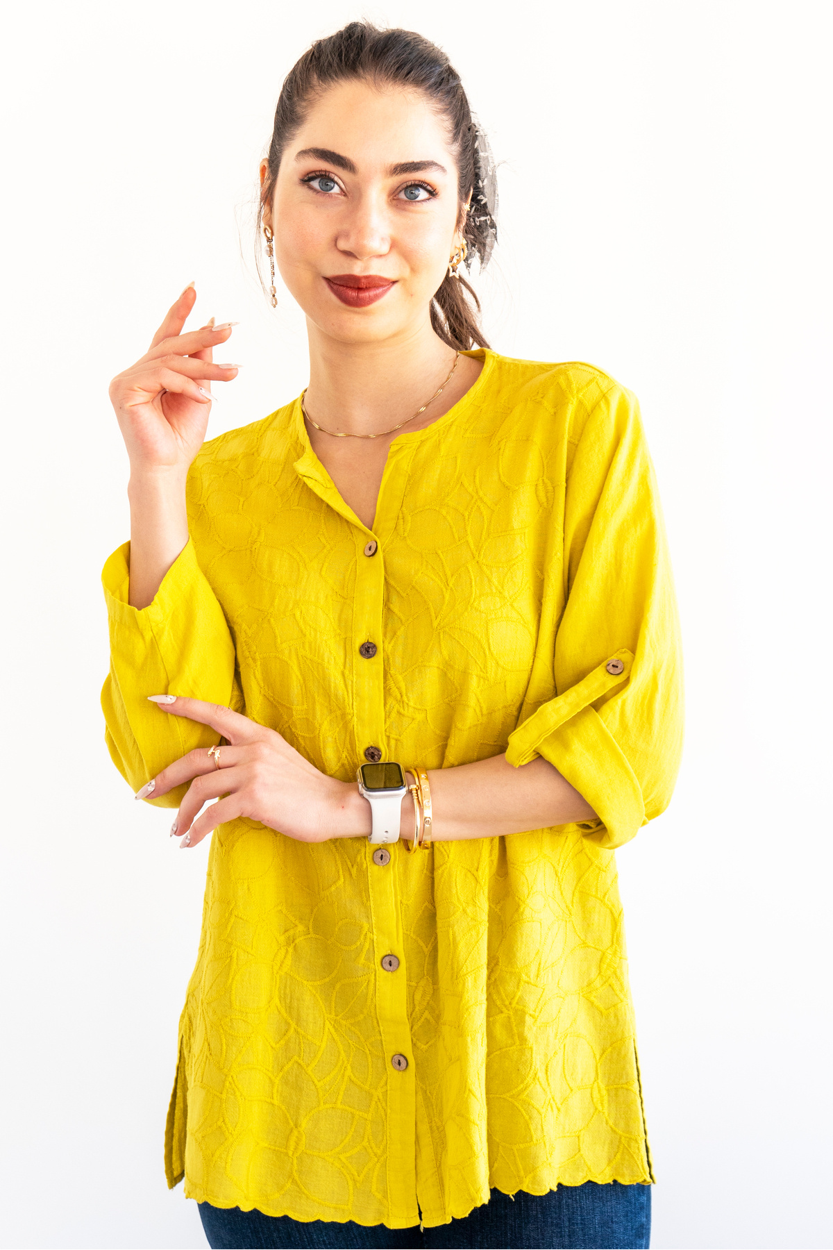citycenterfashion-Plus Size Women's Blouse Shirts, Glass Red Cty-Ac-Gp5 (00026)Organic Cotton Fold 3