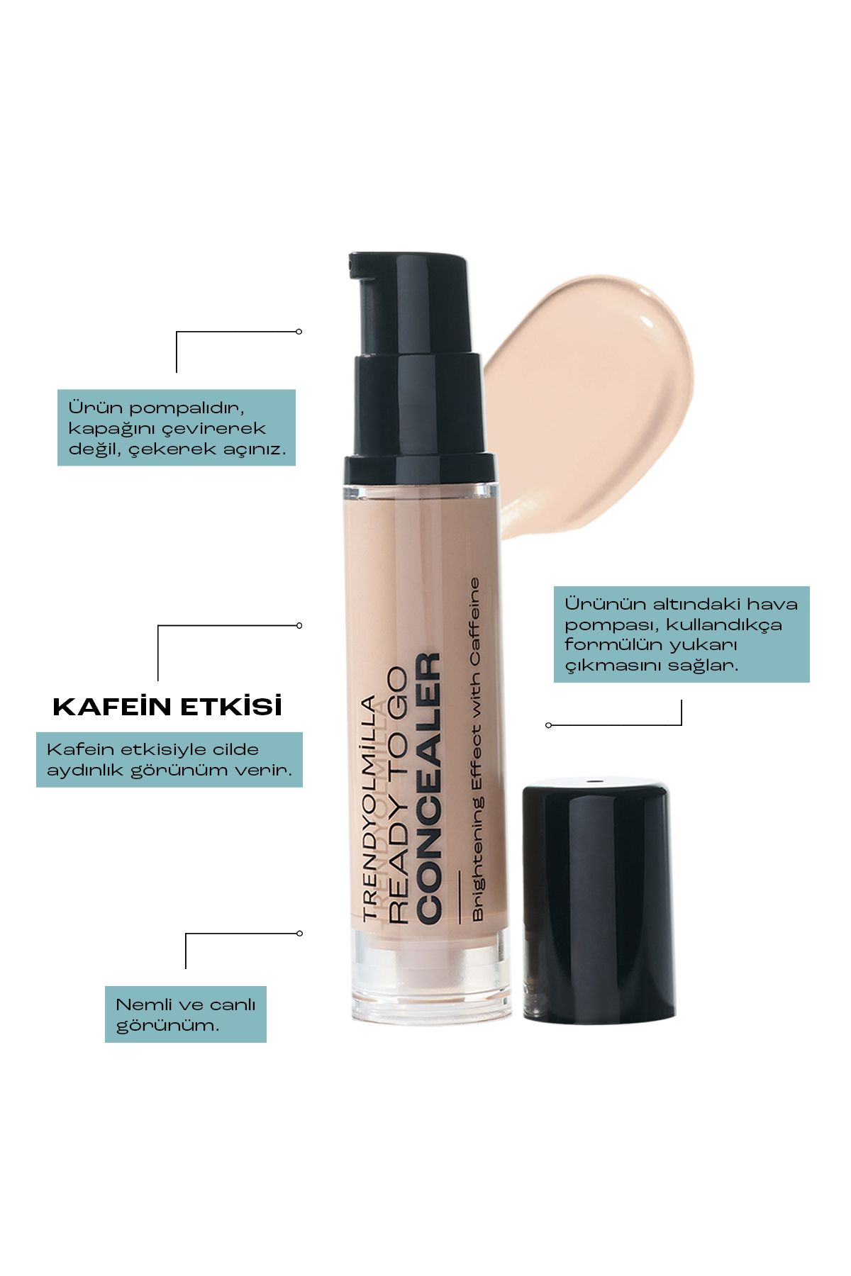 Trendyolmilla Beauty-Glänzender Koffein- und feuchtigkeitsspendender Concealer – Fair-301 TKZAW25KT00001 3