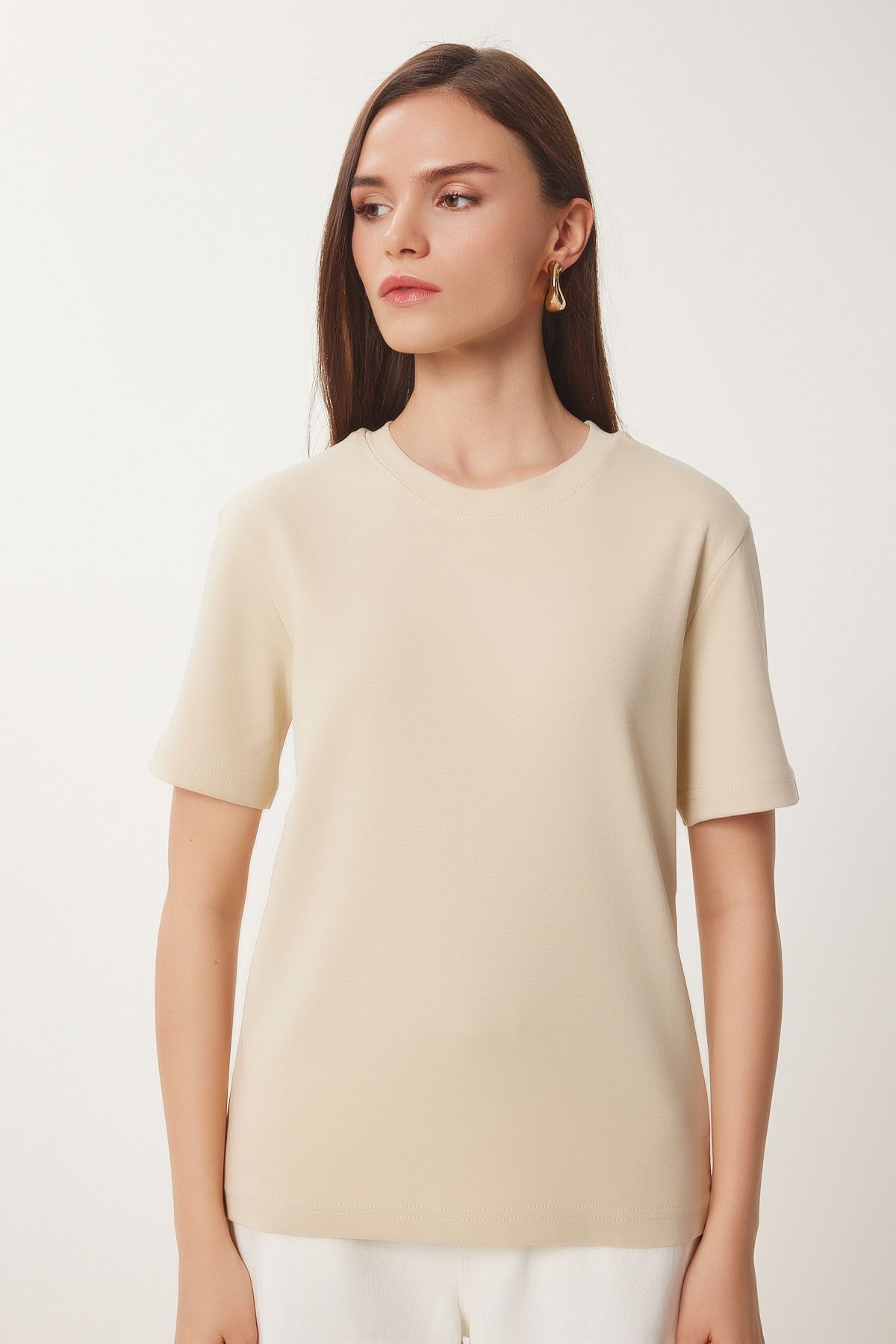 Happiness İstanbul-Braunes Keks-Baumwoll-T-Shirt, 2er-Set – AG00002 4