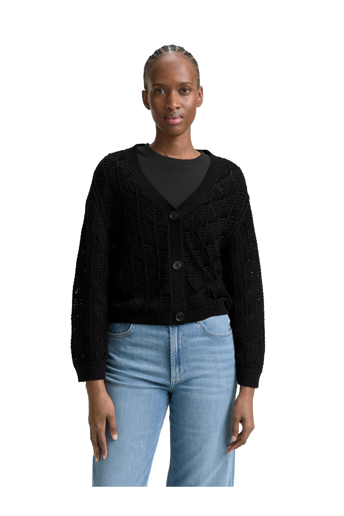 Tom Tailor Denim-durchbrochene Strickjacke 4