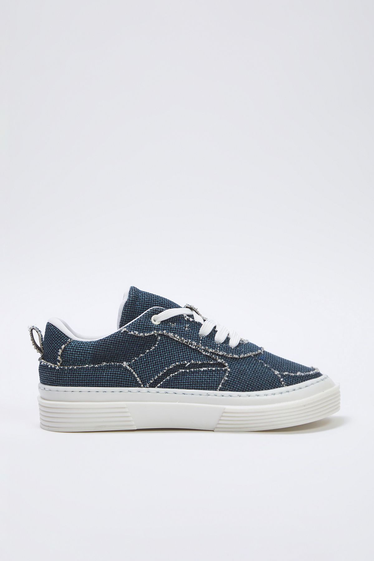 TRENDYOL SHOES Granatowe Teksturowane Jeansowe Dzianinowe Sznurowane Damskie Trampki Retro Kobieta - 40