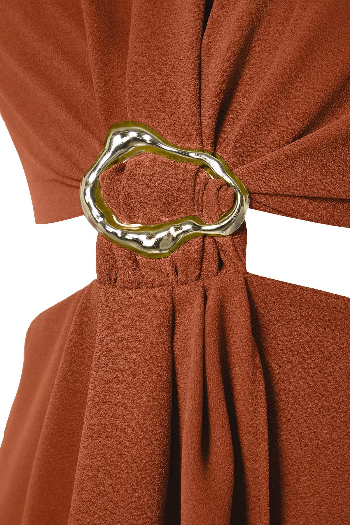 Trendyol Collection-Midi šaty A-line v cihlové barvě – s detailem výřezu, TWOSS25EL00017 2