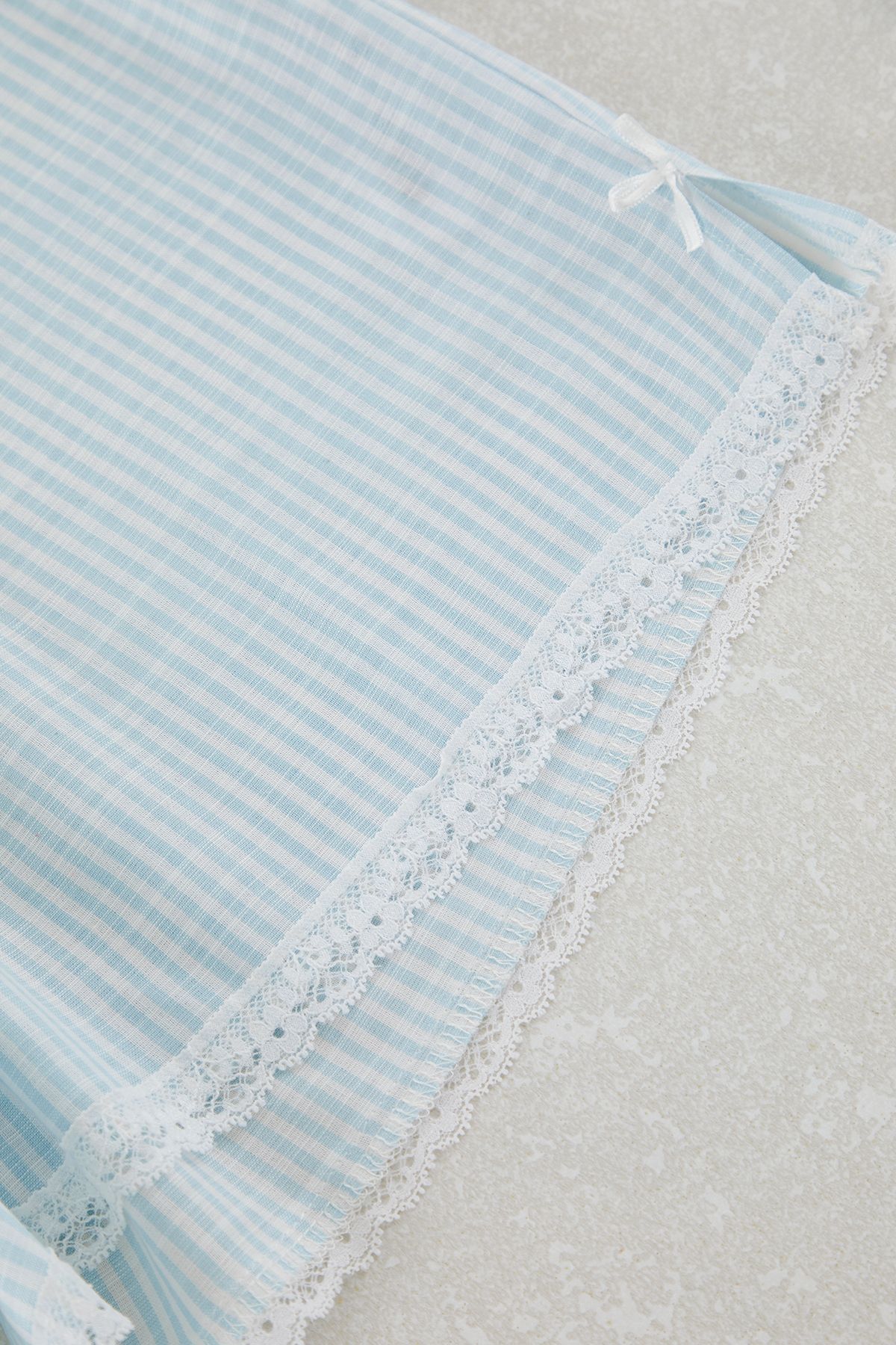 Trendyol Curve-Blue Line Lace Conscious Pajama Bottom 4