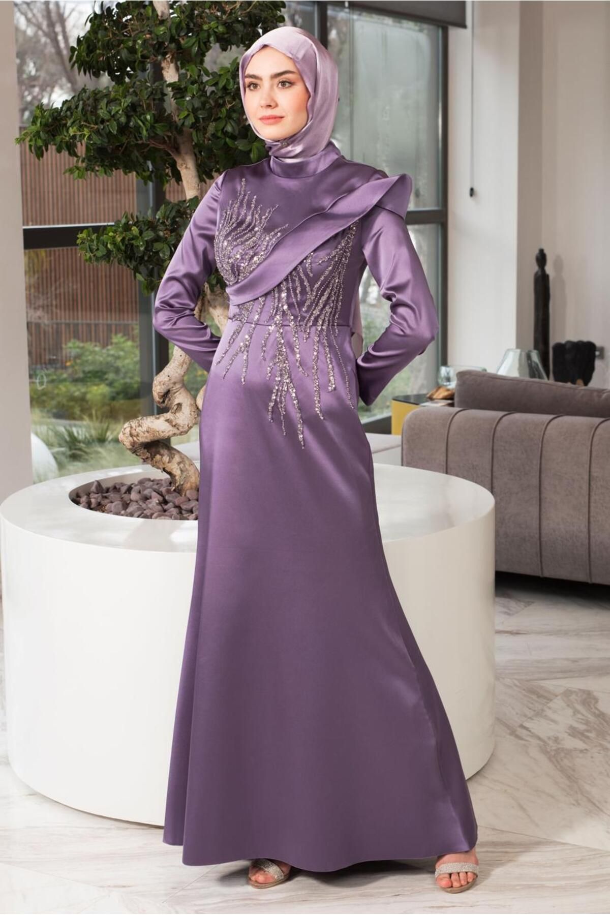 Alvina-PUL PAYET EMBROIDERED SATIN EVENING DRESS 50361 2