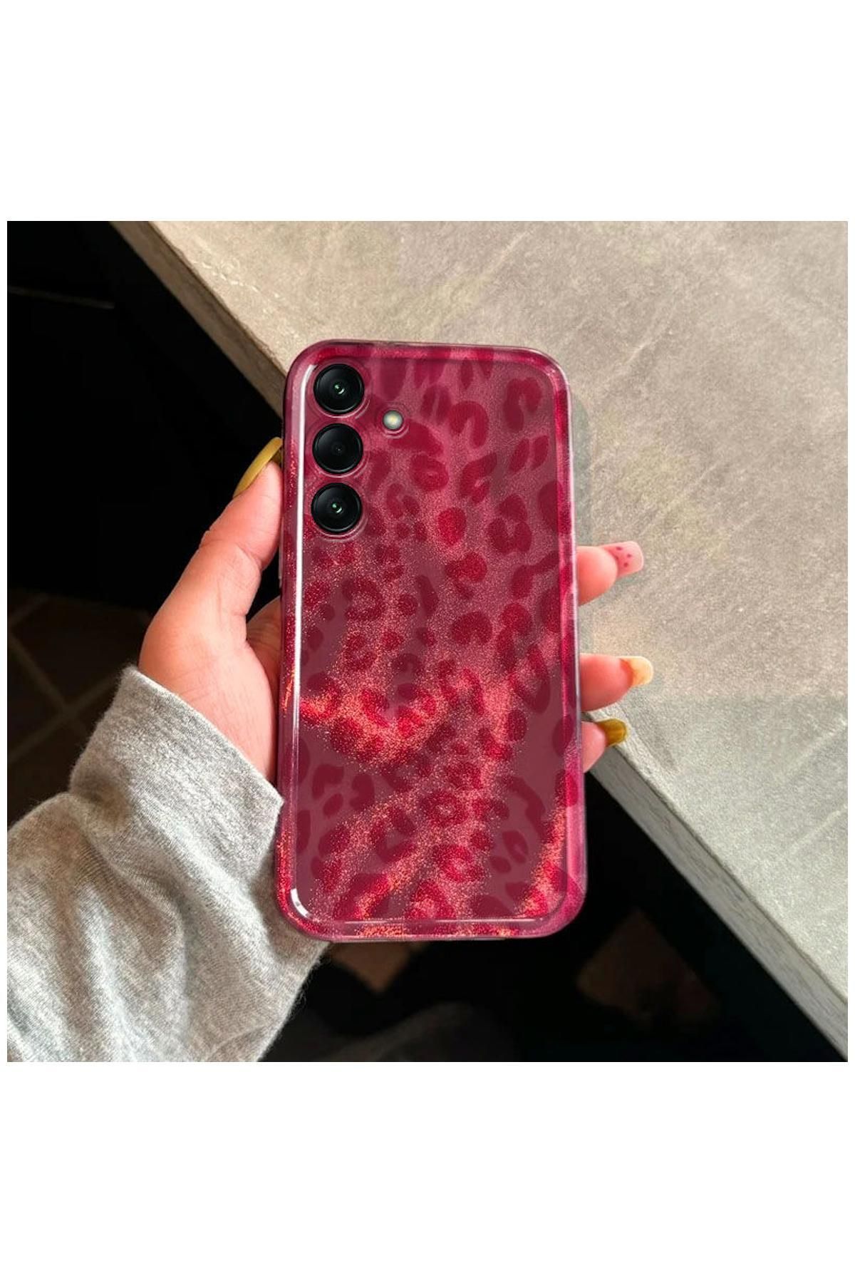 Pro Aksesuar Samsung Galaxy A16 Uyumlu Kılıf Lüx Leopar Desenli Silikon Kılıf Pembe