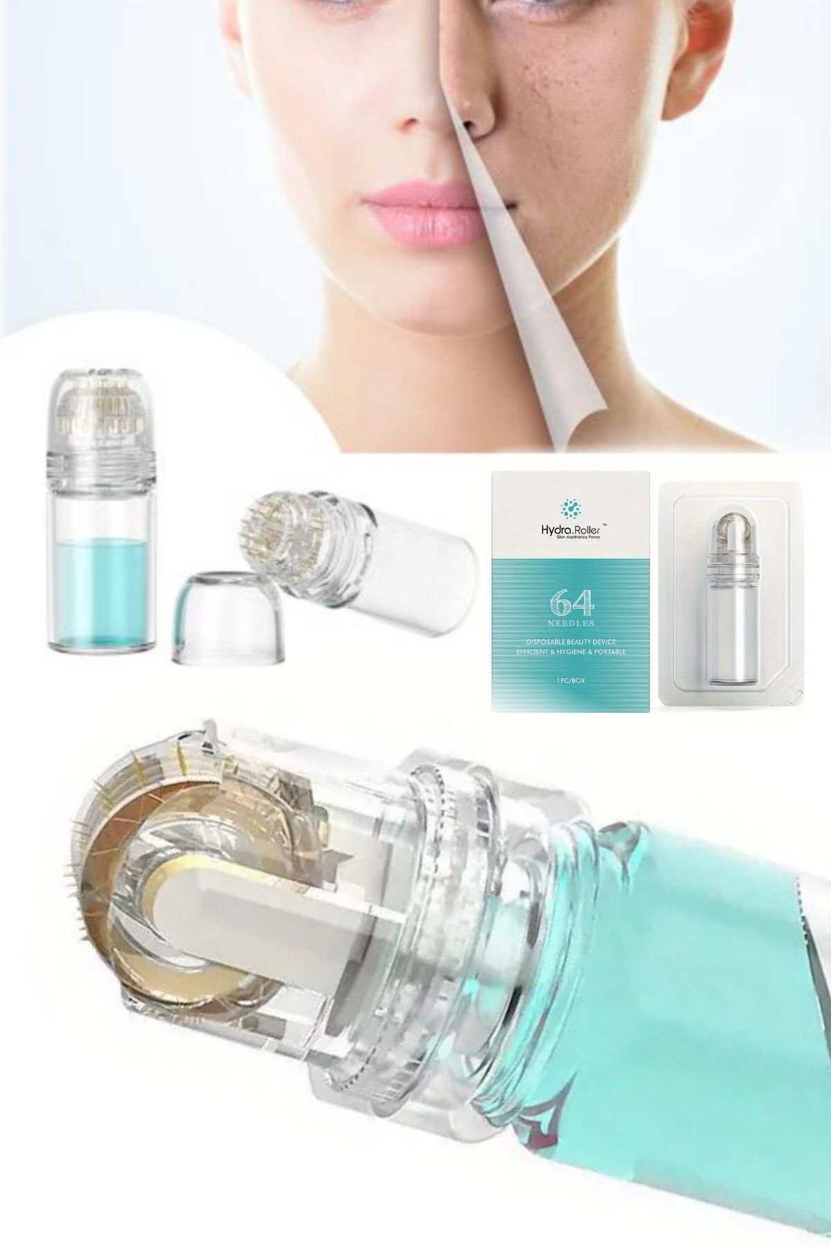 Mortingen 0.25 mm Titanyum İğne - Serum Enjeksiyon Aracı ile Geliştirilmiş Nemlendirme Mikro iğne Yüz Rulosu