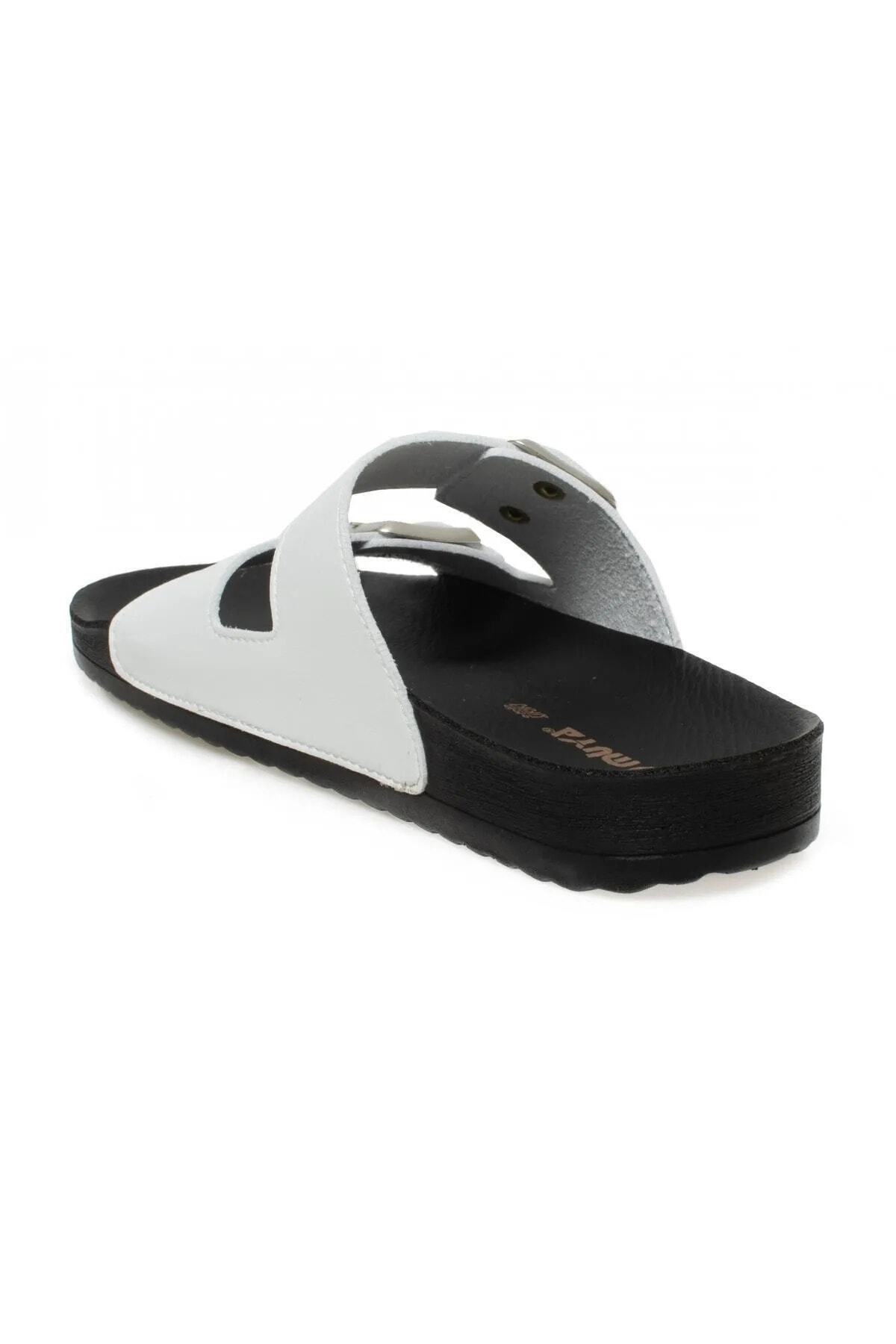 Muya-A 1116000   Women's White Daily Leather Slippers 4