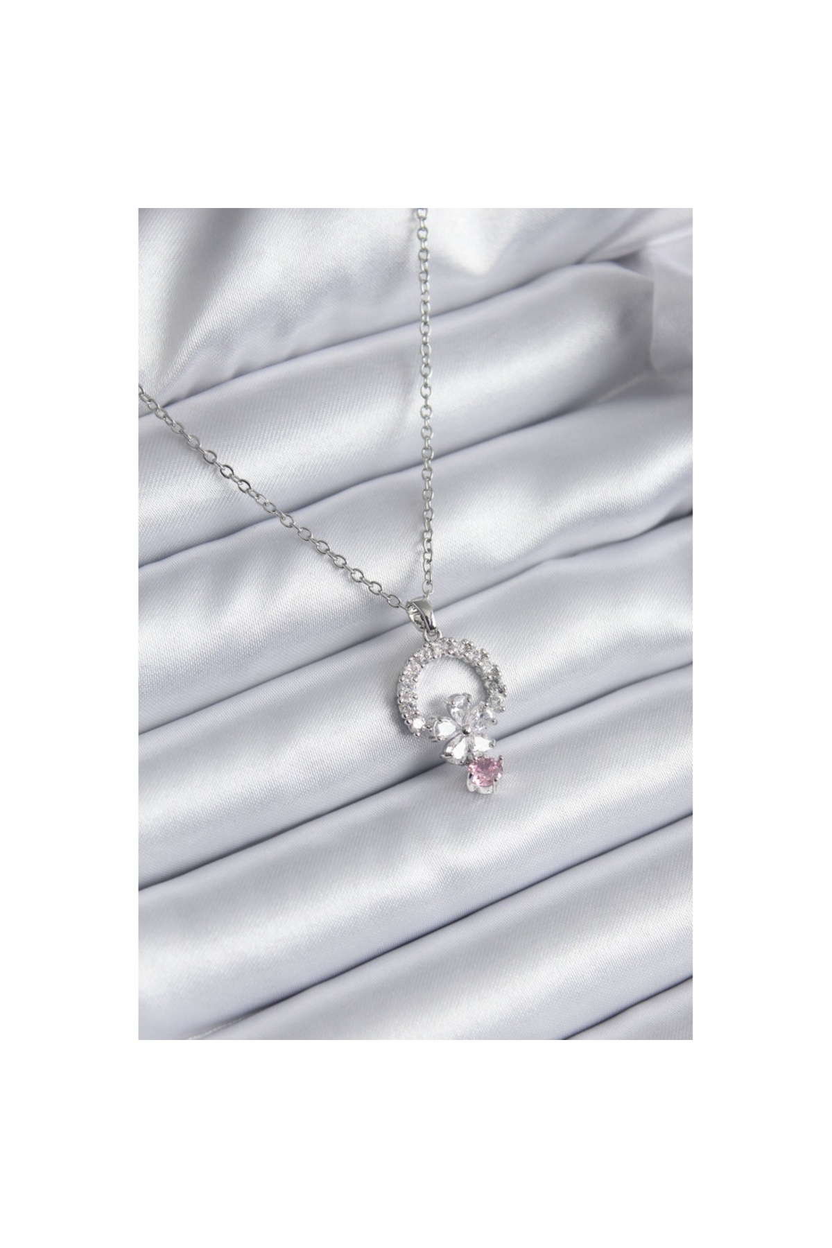 Skygo-Gold Colored 316L Steel Zircon Stone Flower Model Women's Necklace - TJ-BKO8111 1