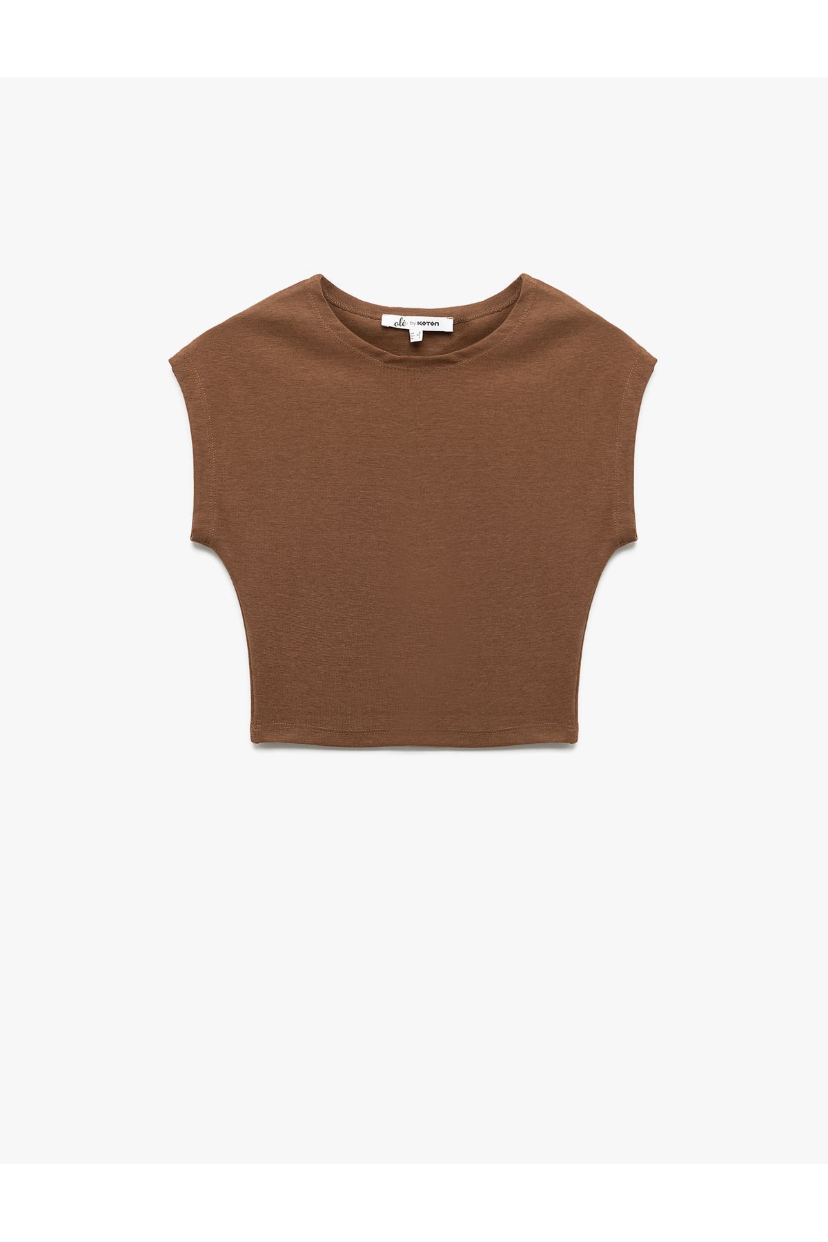 Koton Yeni Sezon Bisiklet Yaka Kolsuz Modal Karışımlı Slim Fit Crop Kadın Tişört