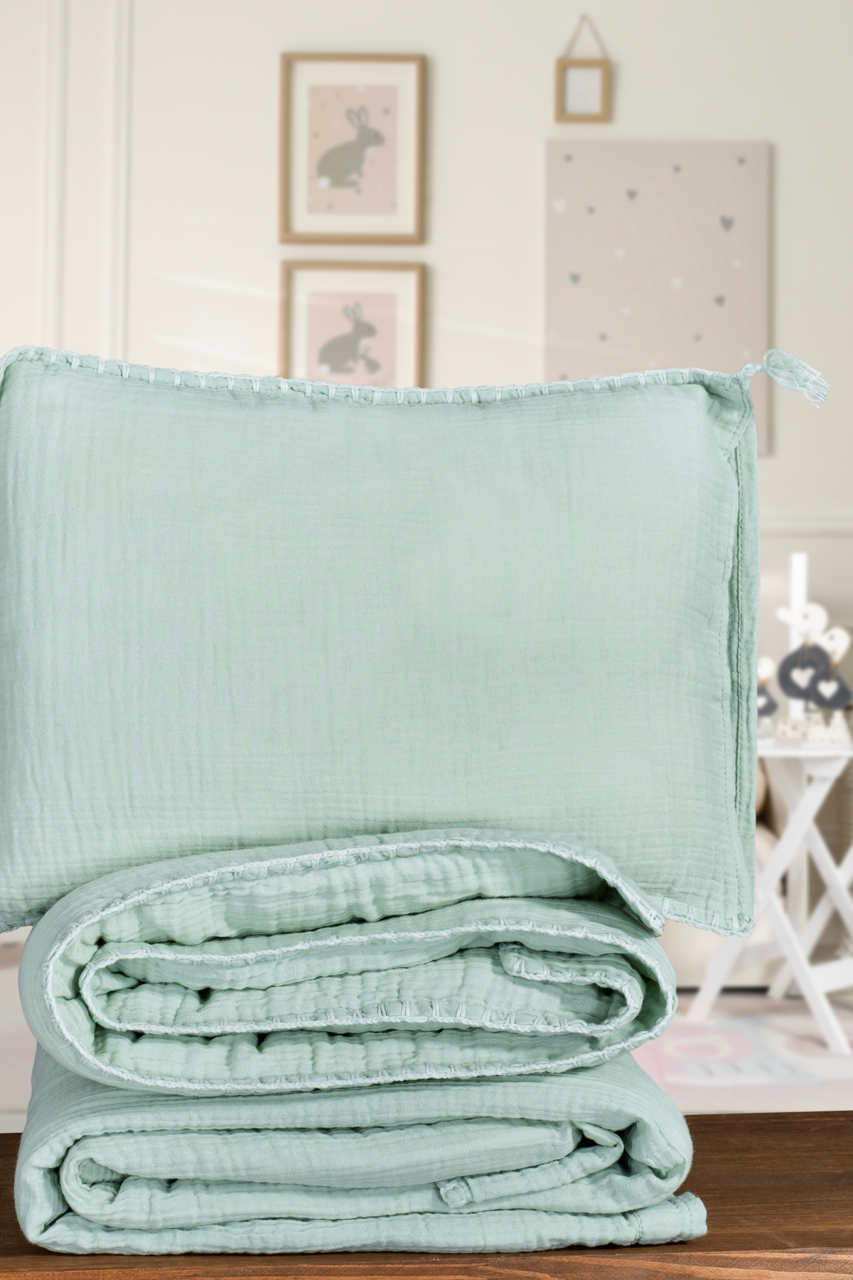 YASEMİNİNEVİ Su Yeşili Bebek Nevresim Takımı - Park Yatak Ölçülerinde fotoğrafı 2 (önizleme)