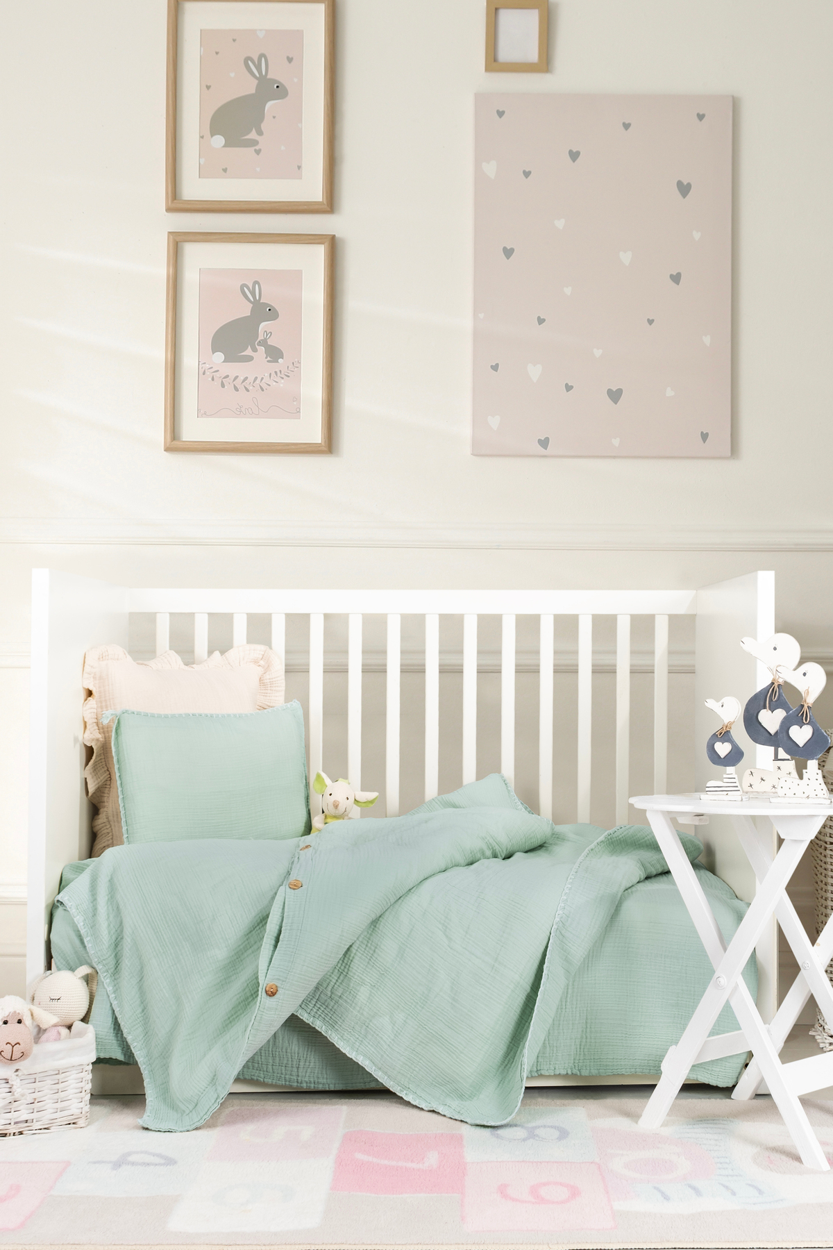 YASEMİNİNEVİ Su Yeşili Bebek Nevresim Takımı - Park Yatak Ölçülerinde fotoğrafı 3 (önizleme)