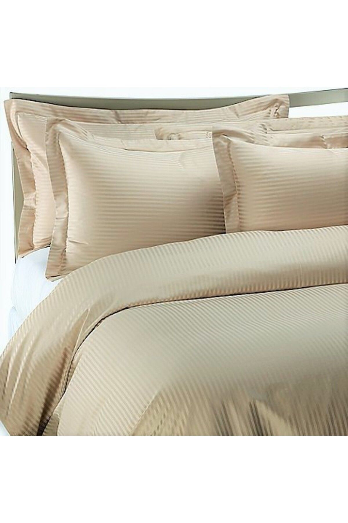Kotonia Home Set 2 Fete De Perna Deco,damasc Saten,100% Bumbac, 40x40 Cm, Dungi 1 Cm, Cappuccino - One Size