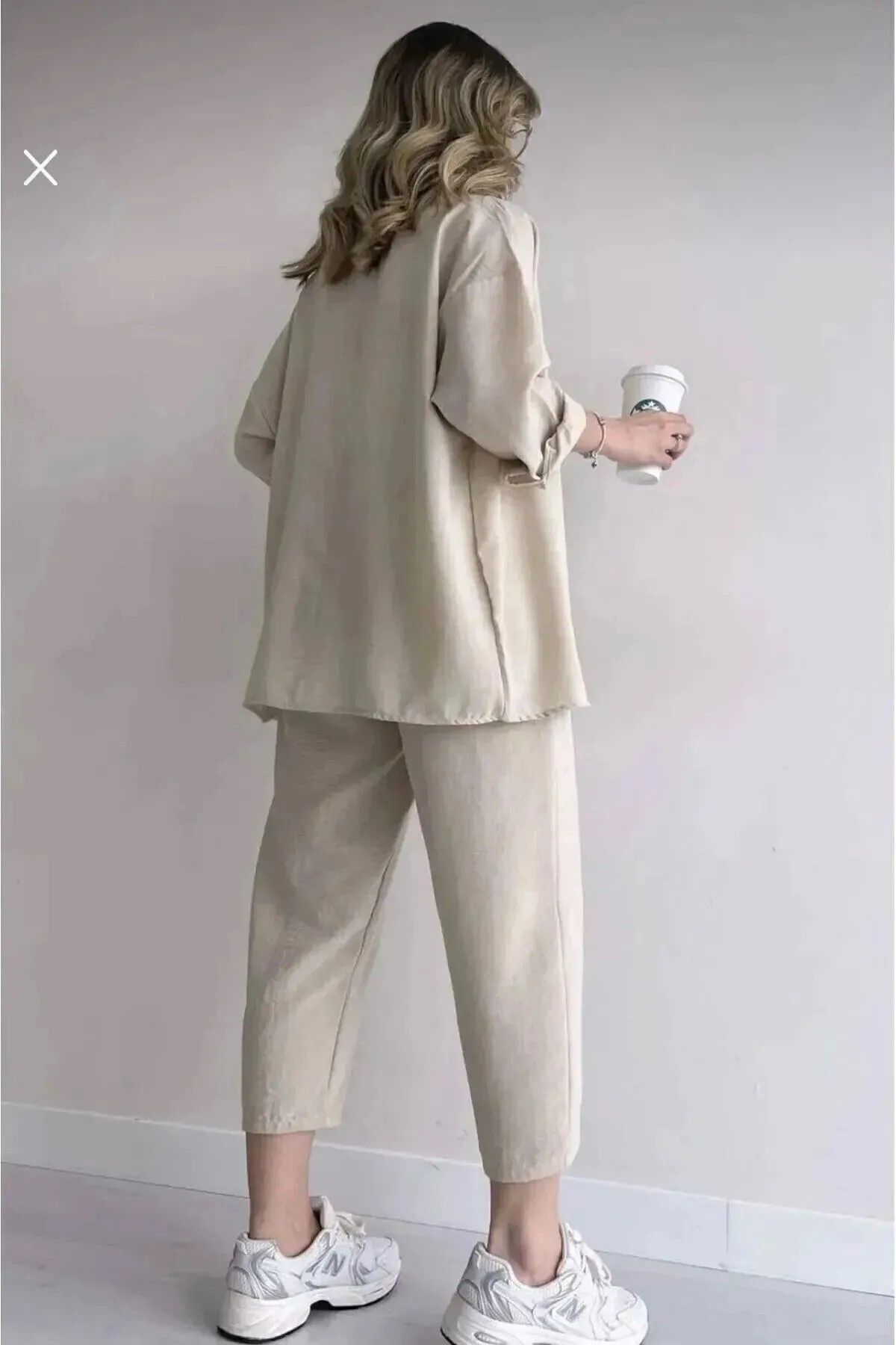 Zoe Zoe-Cămașă din in două piese pentru femei, pantaloni, costum de jos, cu șnur 3