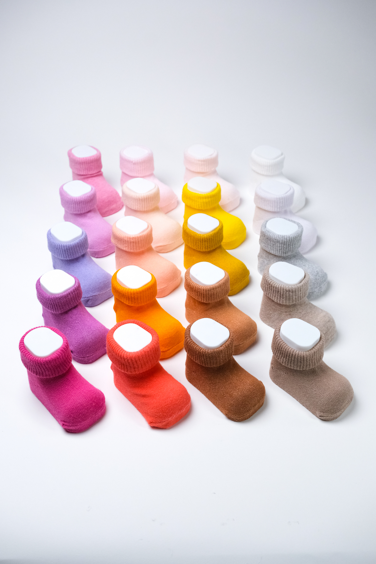 Akface Organik Pamuk -TERLETMEZ- Düz Kıvrık Yenidoğan Kız Erkek Bebek ve Çocuk Çorabı 5li Set fotoğrafı 5 (önizleme)