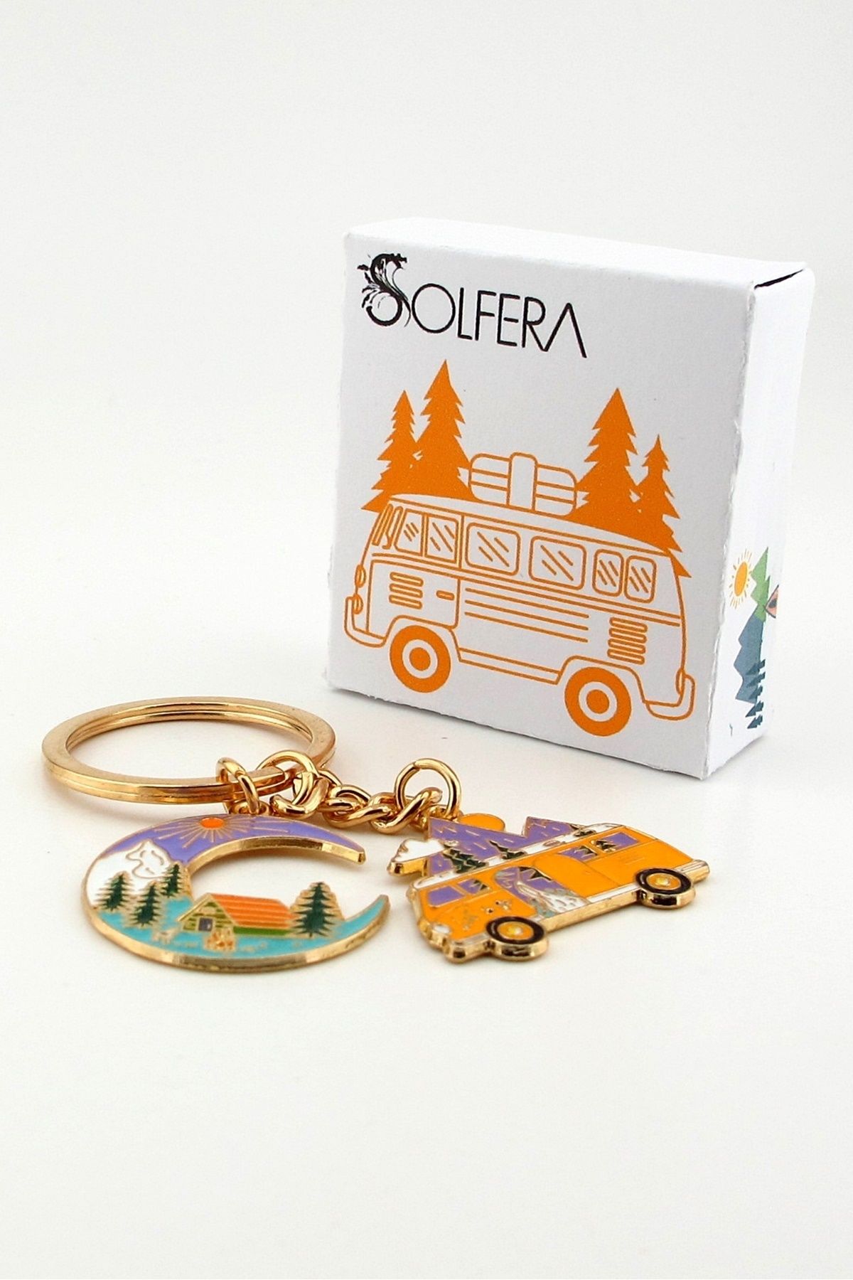 Solfera-Camper Caravan Travel Moon Trip Nature Nature Camping Metal Keychain Kc292 5
