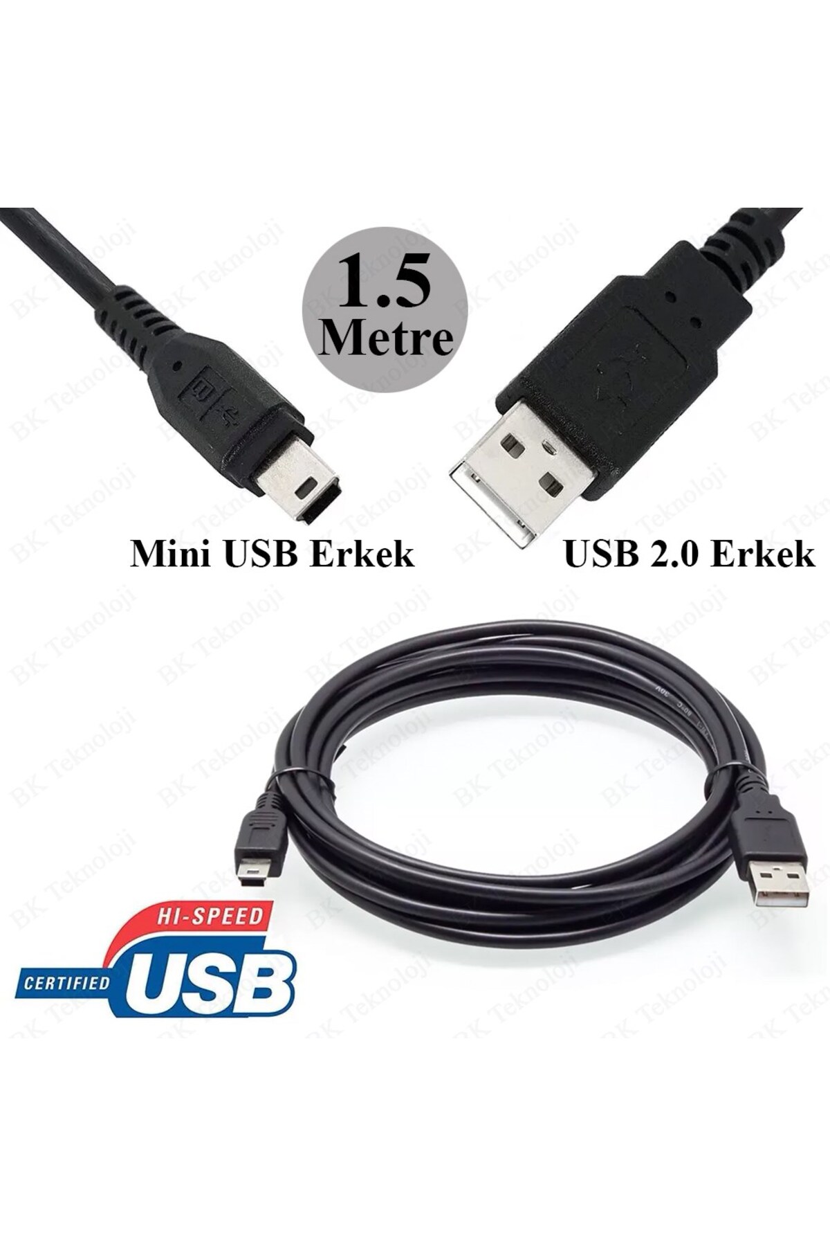 1.5 Metre 1.5mt Ps3 Mini Usb Erkek Veri-şarj Kablosu V3 A Erkek Mini B 5 Pin Mini Usb Cihazlar Için
