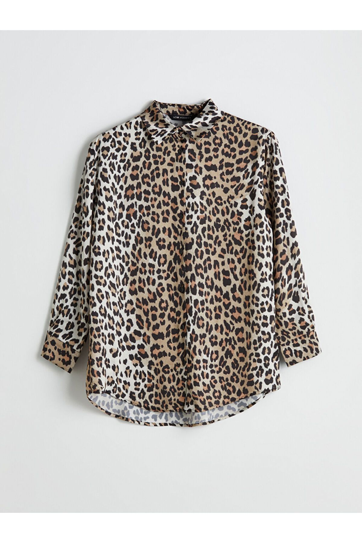 LC Waikiki Leopar Desenli Saten Kadın Gömlek Tunik