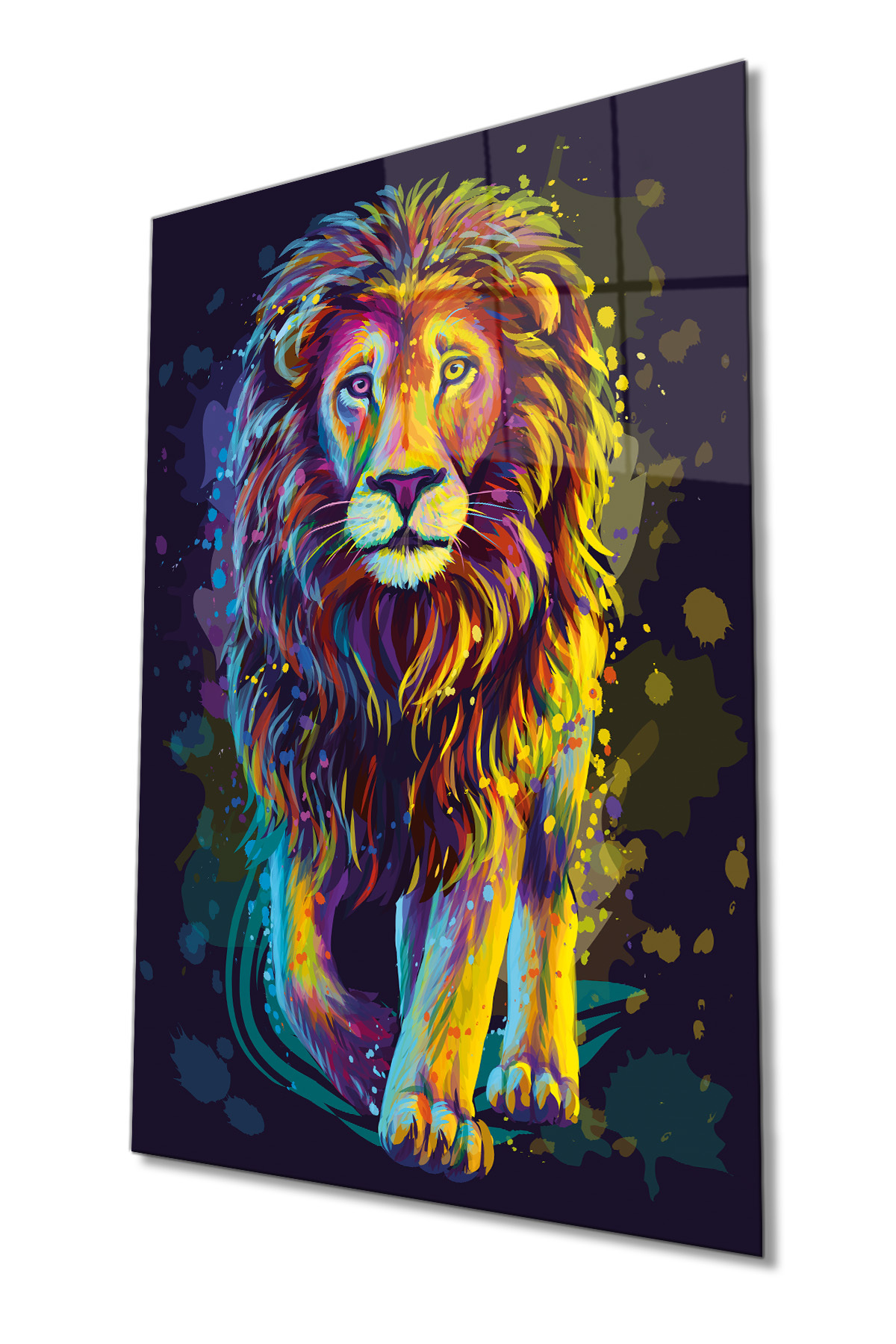 Göz Kamaştırıcı Aslan Cam Tablo