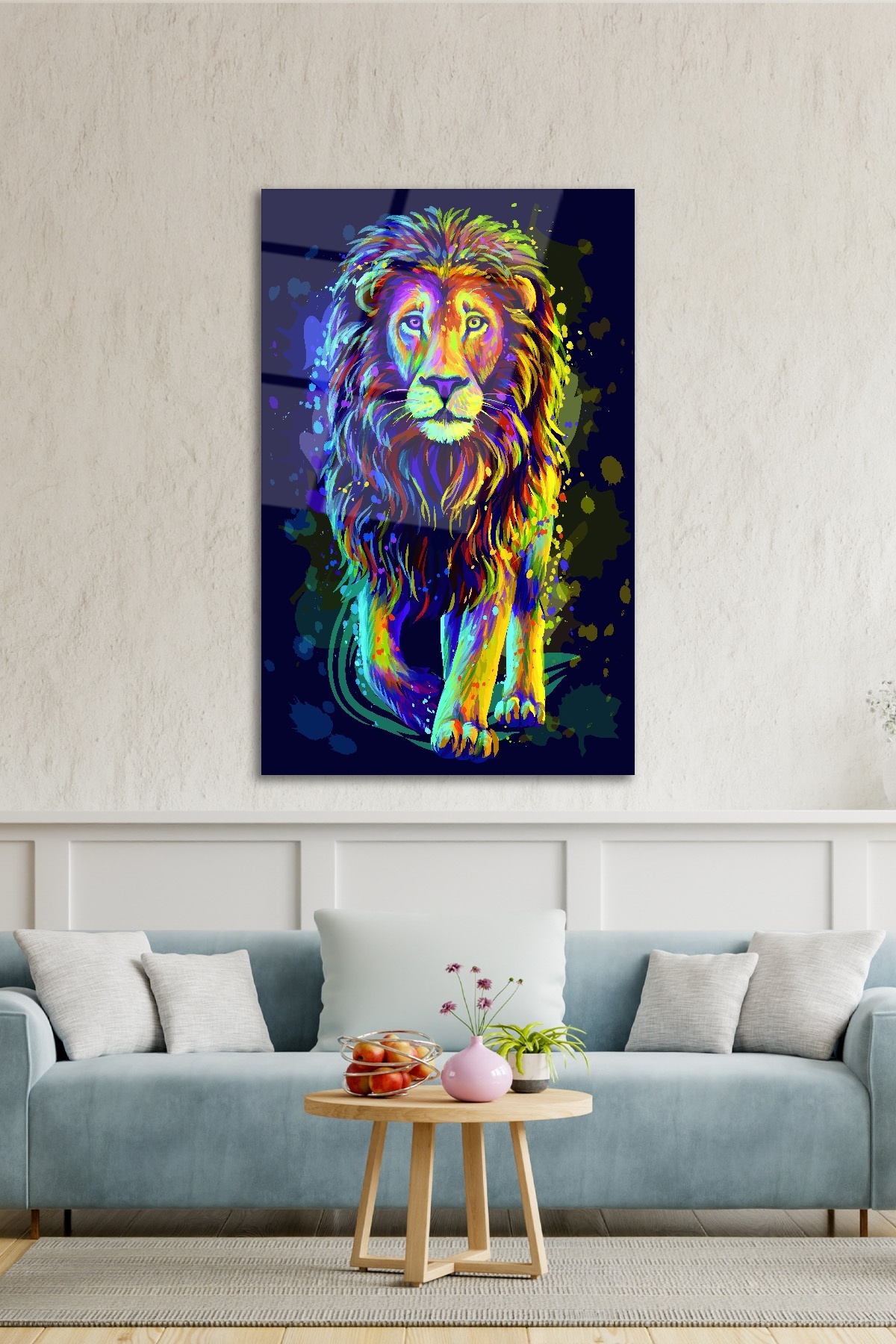 Göz Kamaştırıcı Aslan Cam Tablo görsel 4
