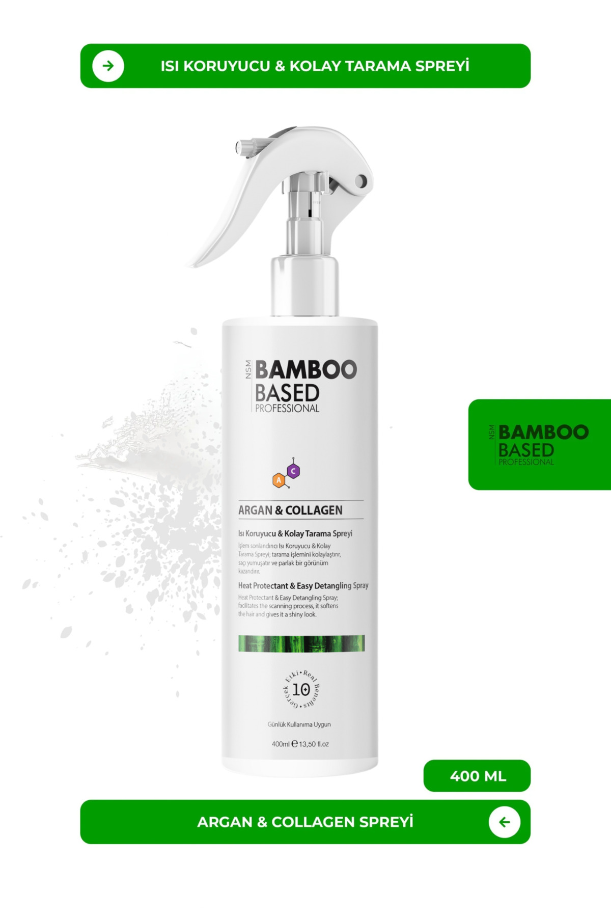 Bamboo Based Professional Argan Collagen Isı Koruyucu Kolay Tarama Spreyi 400ml — 6847