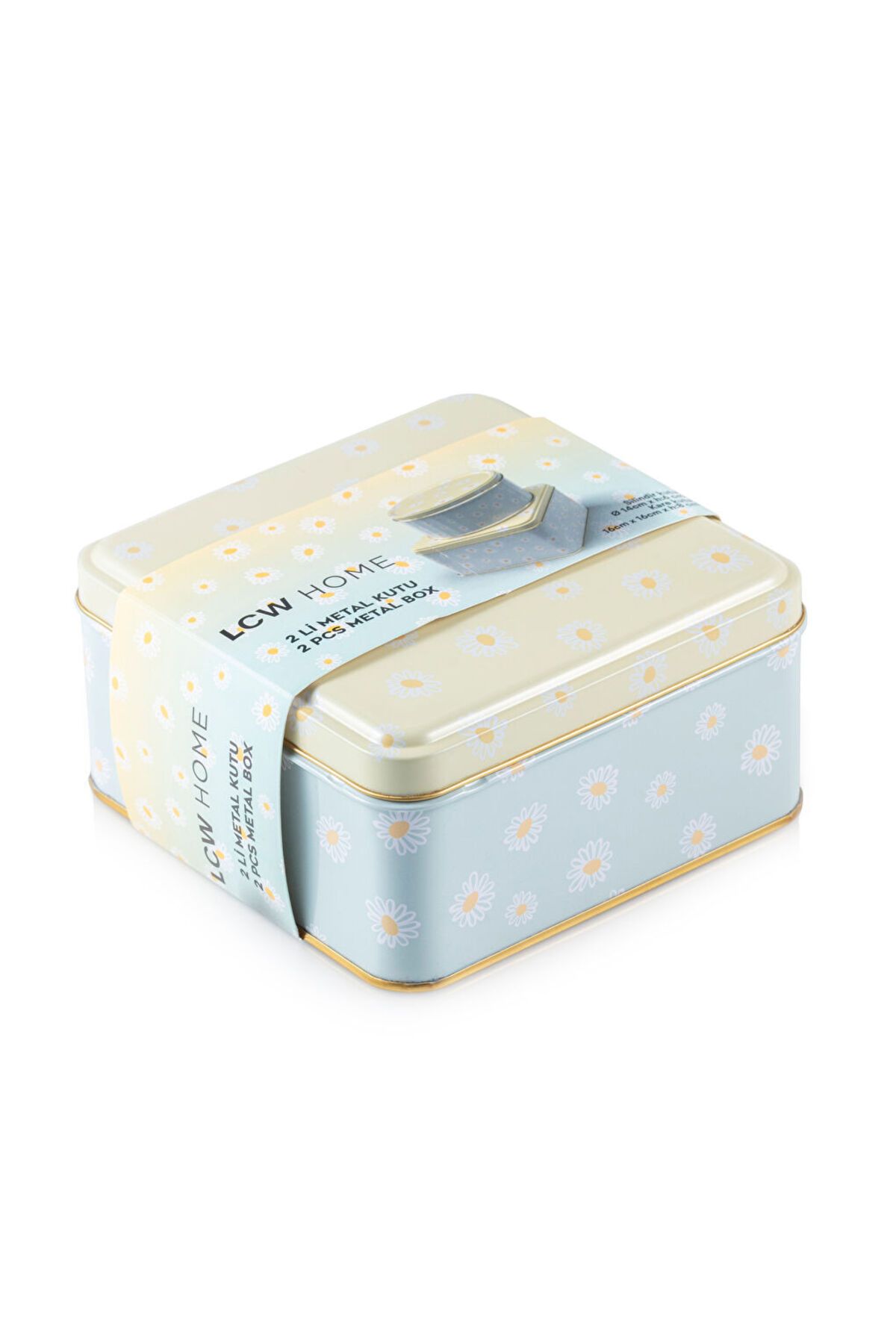 LC Waikiki-Mixed Flower Printed Metal Storage Container Set of 2 4