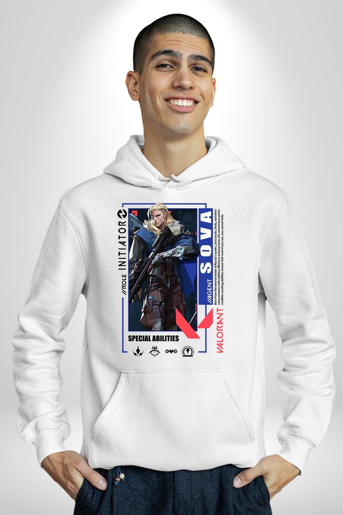 Soufeel Sova Öncü Karakter Kadın Erkek Baskılı Üç İplik Beyaz Kapüşonlu Hodie Sweatshirt
