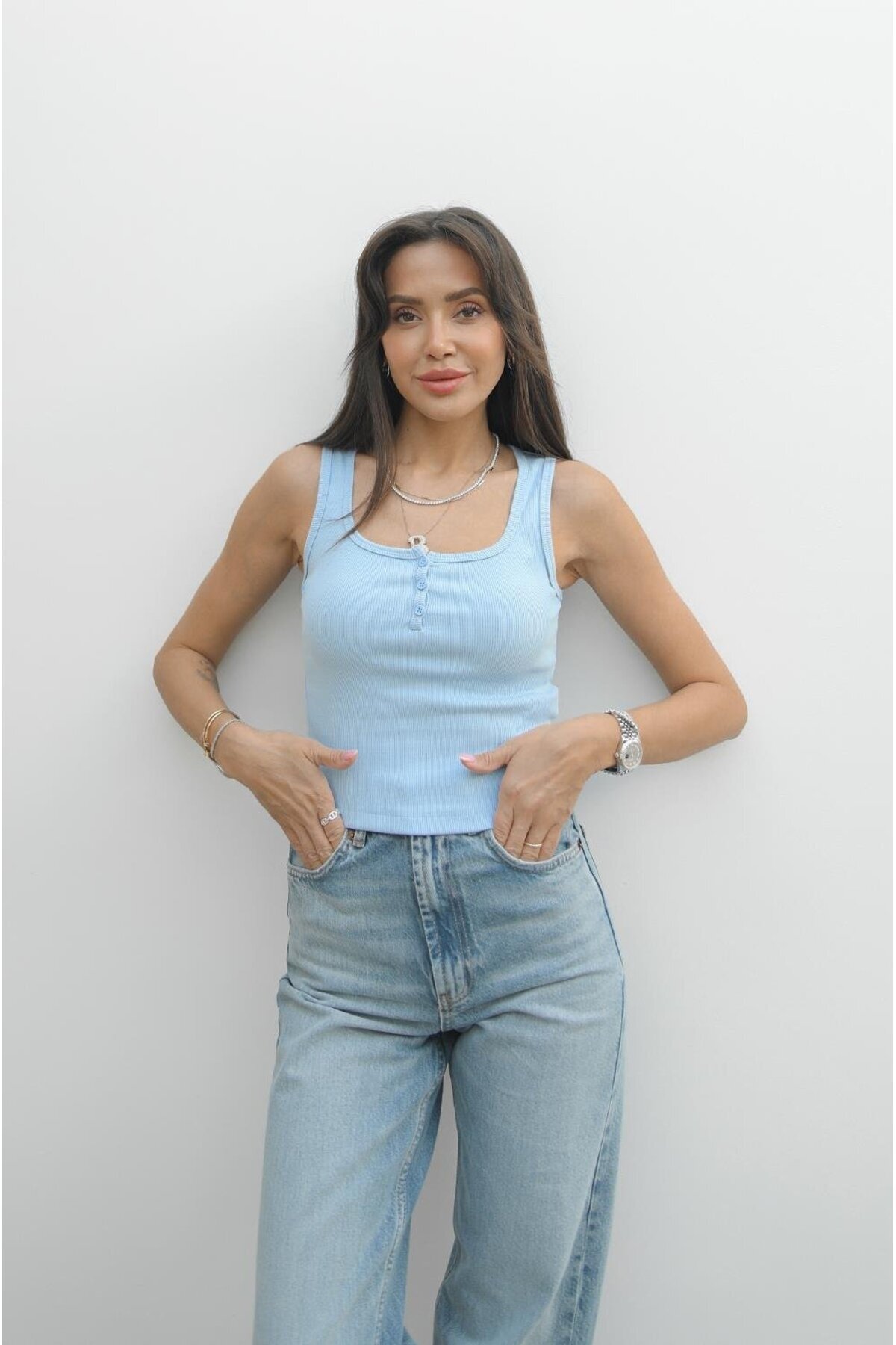 Havoş-Light Blue Lilly Tank Top 2