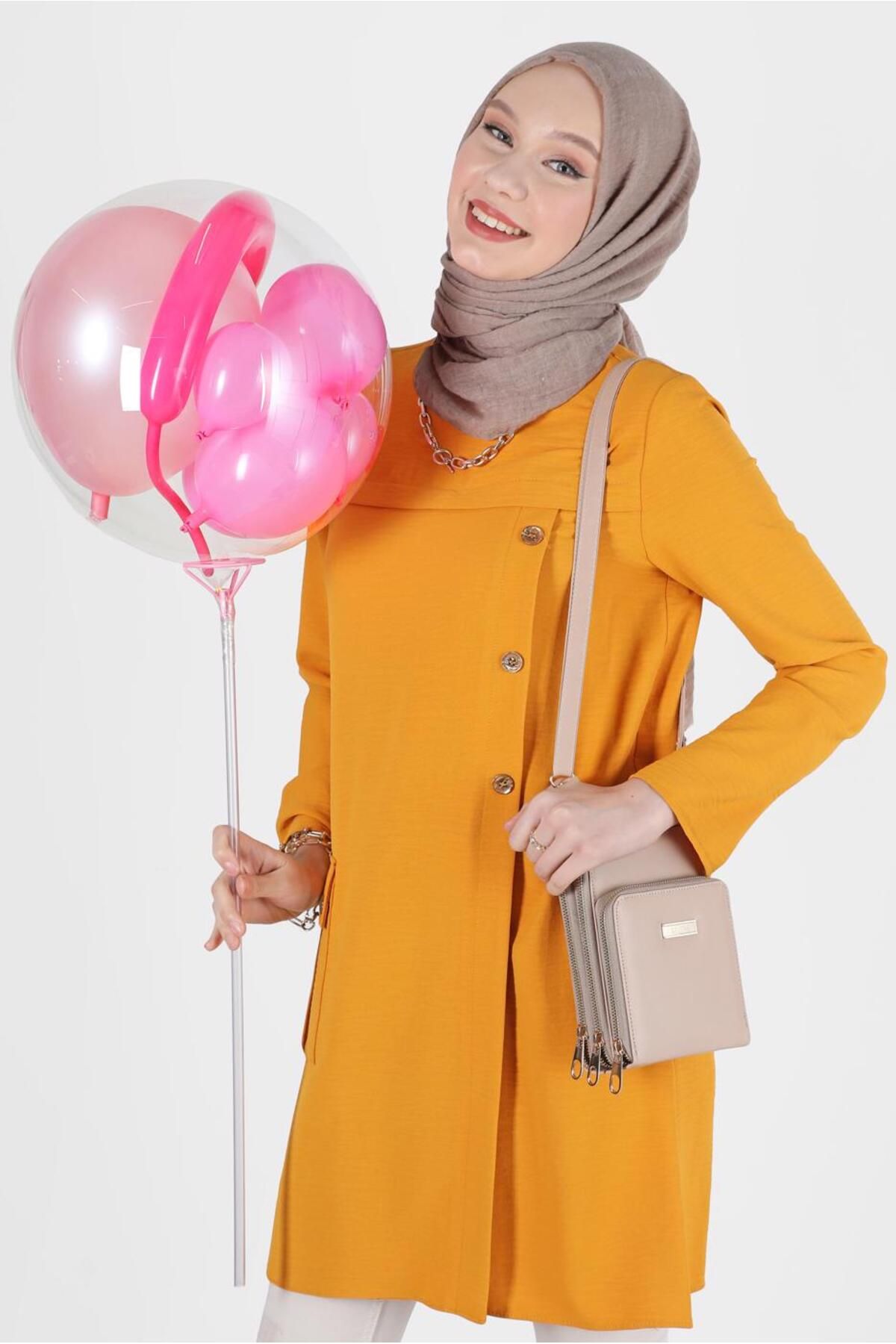 تونیک جیبی با جزئیات دکمه 42503 Alvina