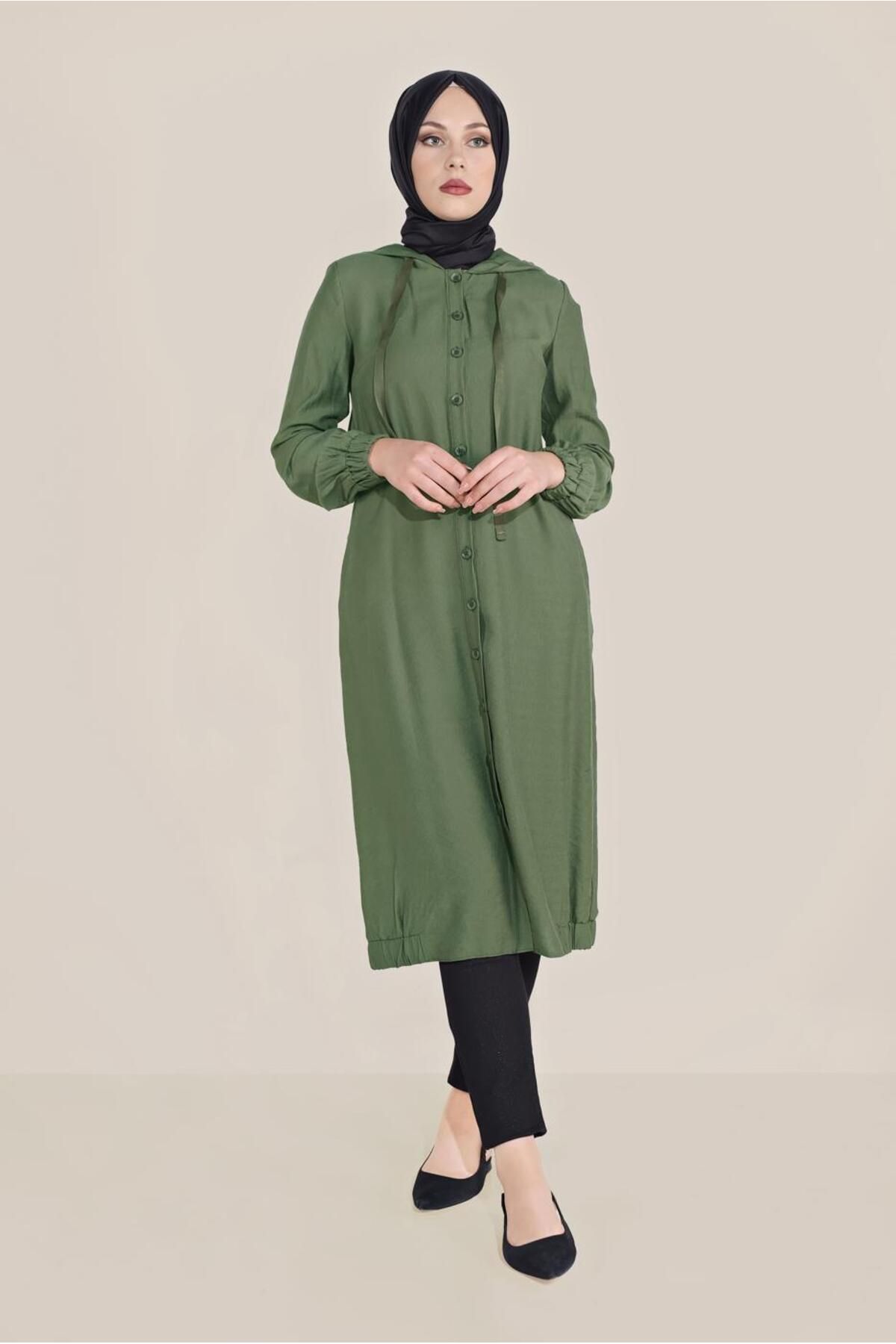 تونیک کلاهدار دکمه دار 40482 Alvina