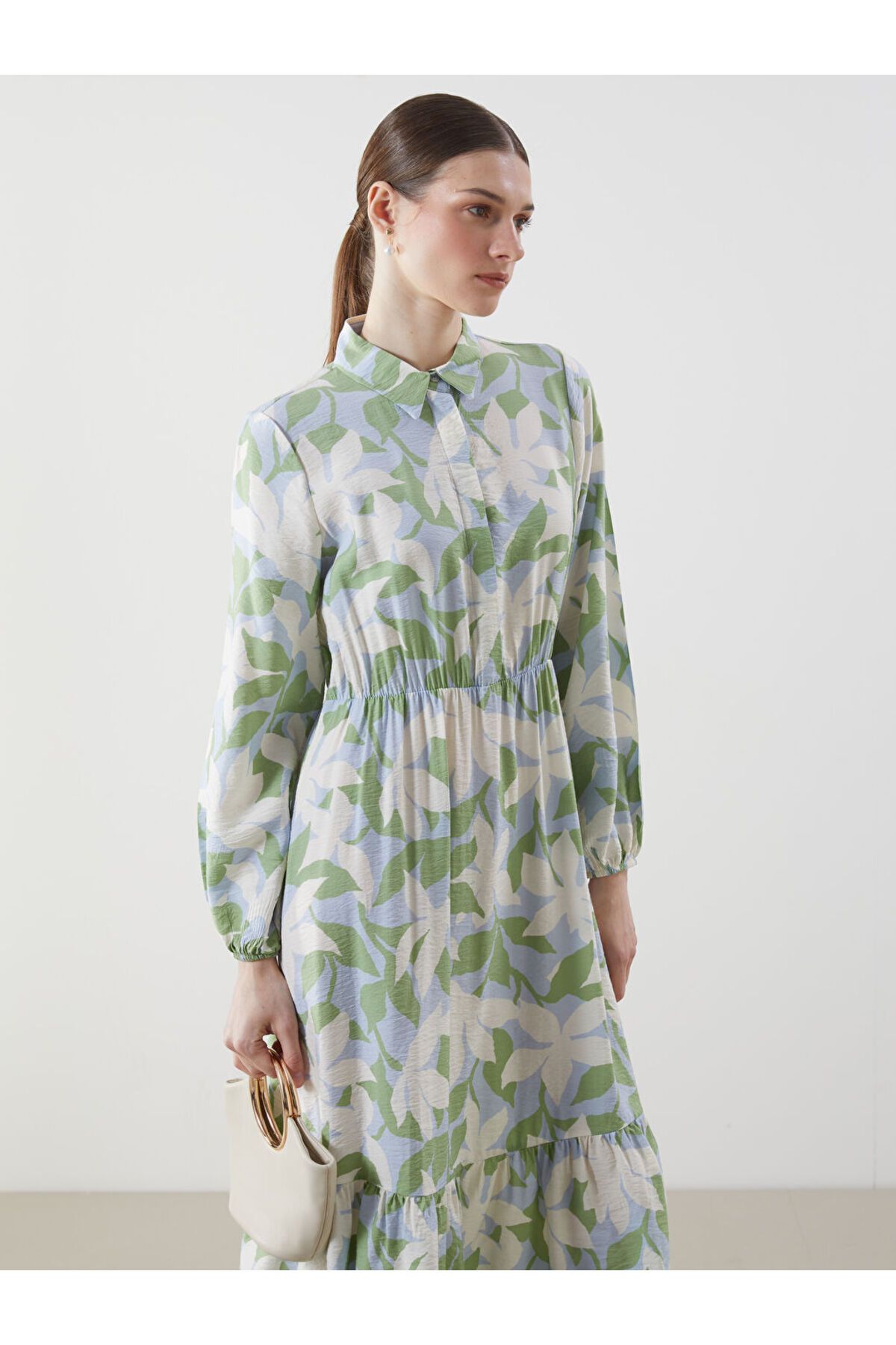 LC Waikiki-Rochie de damă cu imprimeu cu guler de cămașă LCW Modest 2