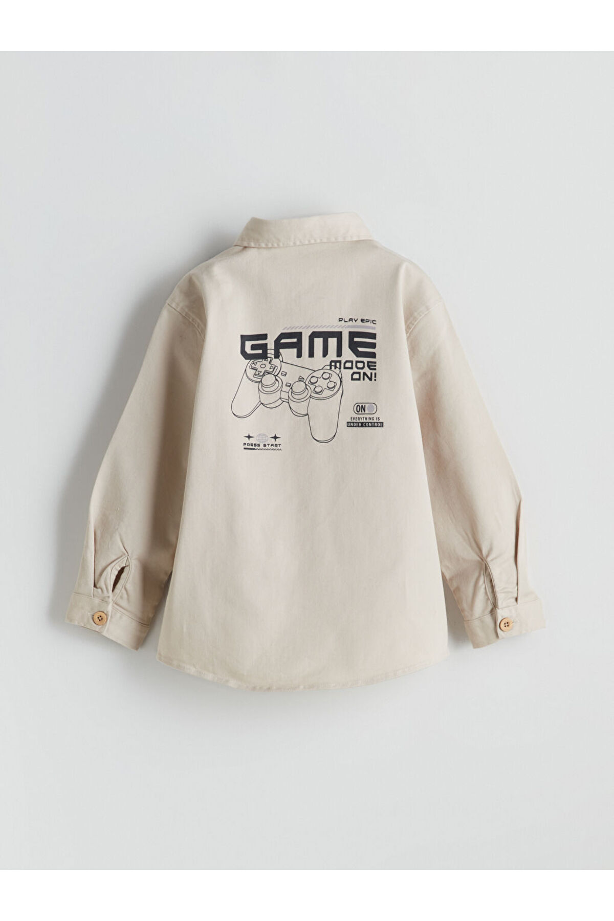 LC Waikiki Gri Baskılı Gabardin Erkek Çocuk Gömlek fotoğrafı 4 (önizleme)