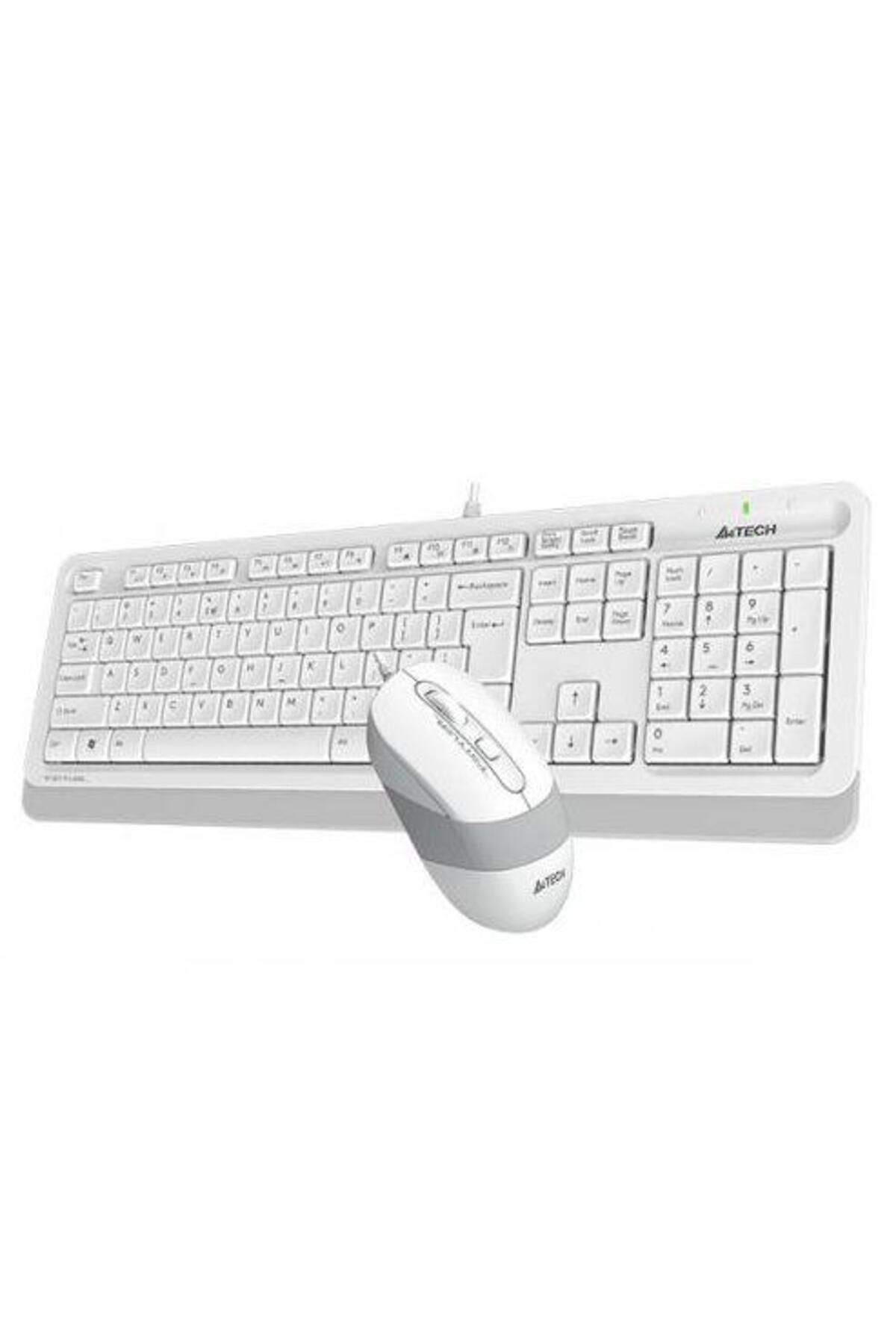 A4 Tech-F1010 Usb Q Trk Optic Mouse Beyaz/gri Standart Klavye - Mouse Set 3